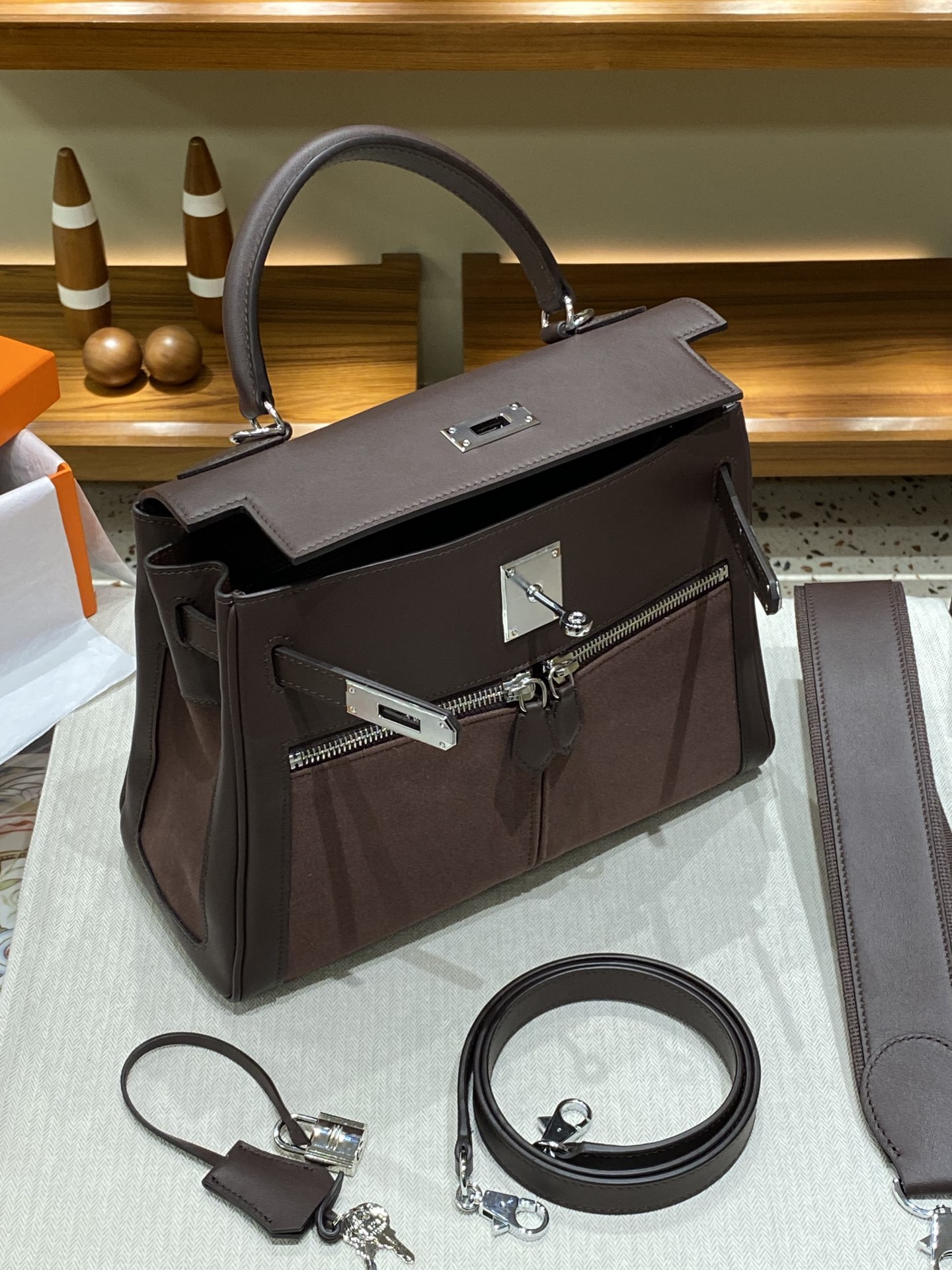 お買い得なエルメスバッグ 小さいＮ級品 本革 ハンドバッグ 斜め掛け H13-28 ブラウン_6