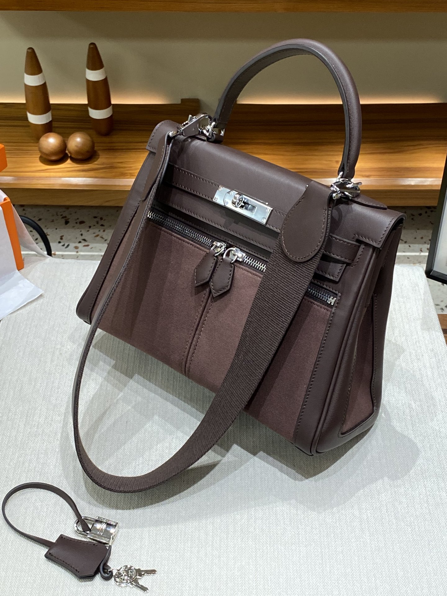お買い得なエルメスバッグ 小さいＮ級品 本革 ハンドバッグ 斜め掛け H13-28 ブラウン_7