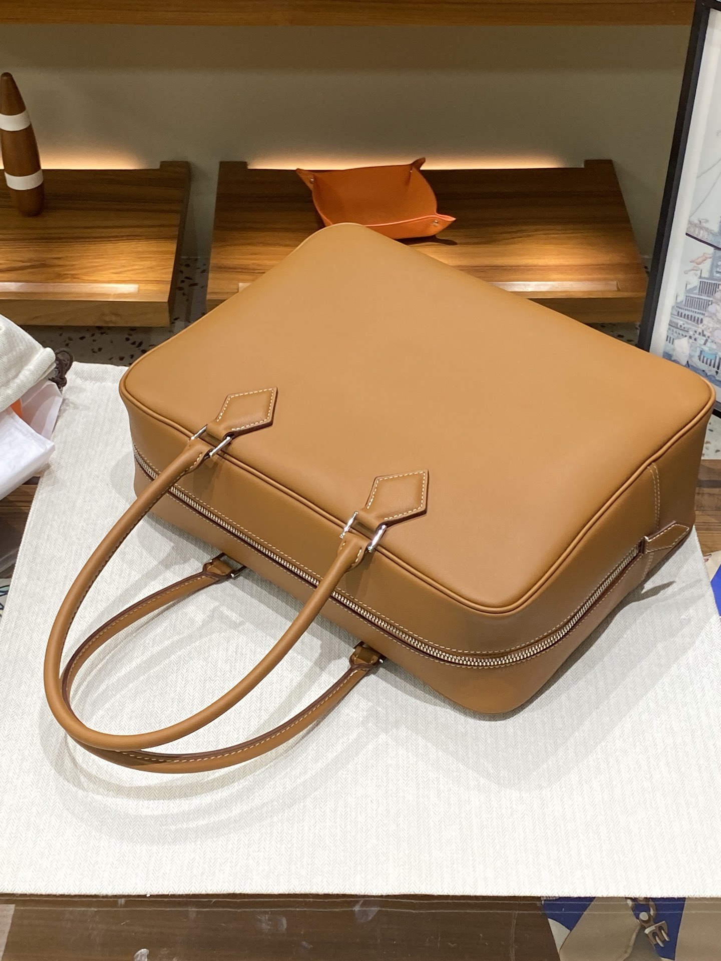 エルメスバッグ 名前スーパーコピー 本革 ハンドバッグ 通勤バッグ レザー シンプル オレンジ色_6