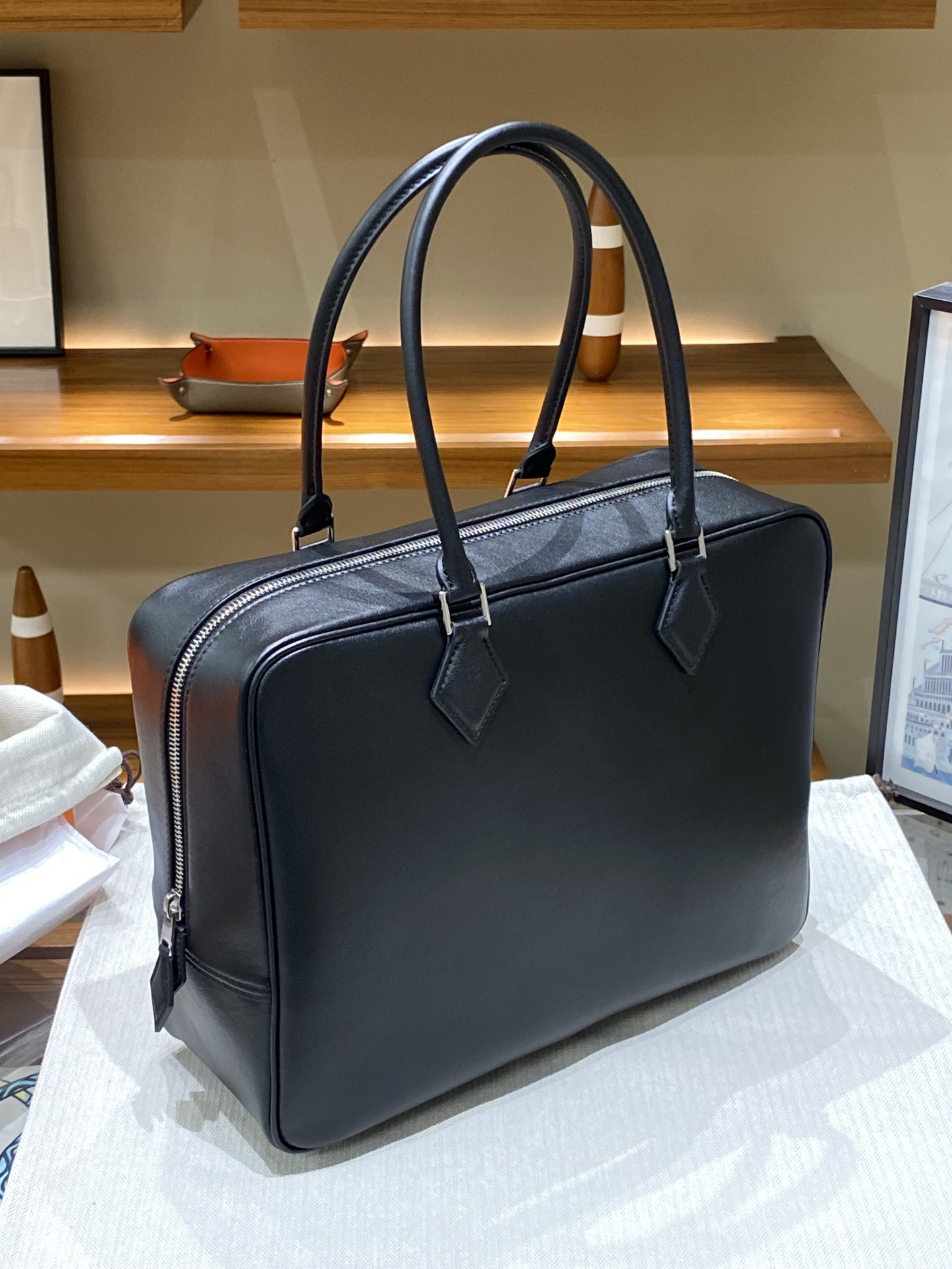 エルメスバッグ なぜ高い偽物 本革 ハンドバッグ 通勤バッグ レザー シンプル ブラック_4