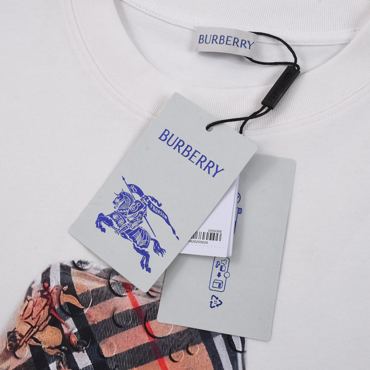 burberry メンズ t シャツ偽物 ゆったり トップス 短袖 純綿 プリント 男女兼用 ホワイト_5