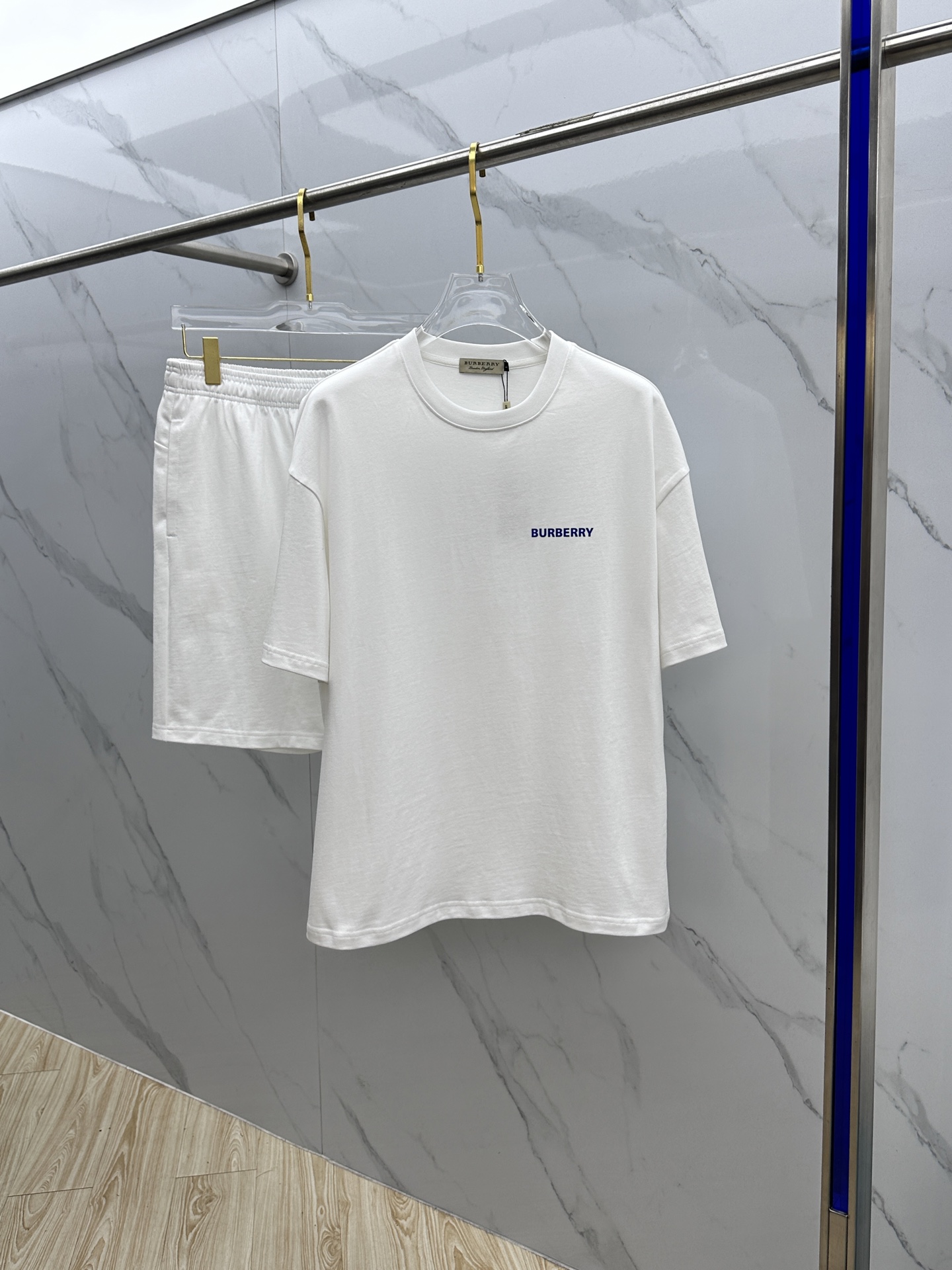 burberry ブラック レーベル t シャツ激安通販 運動セット トップス 純綿 ショットパンツ 男女兼用 ホワイト_1