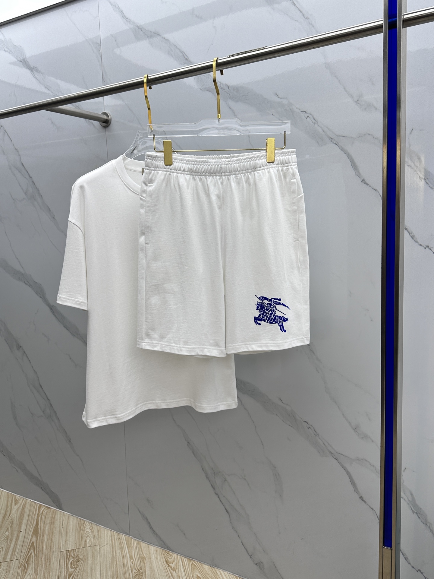 burberry ブラック レーベル t シャツ激安通販 運動セット トップス 純綿 ショットパンツ 男女兼用 ホワイト_3