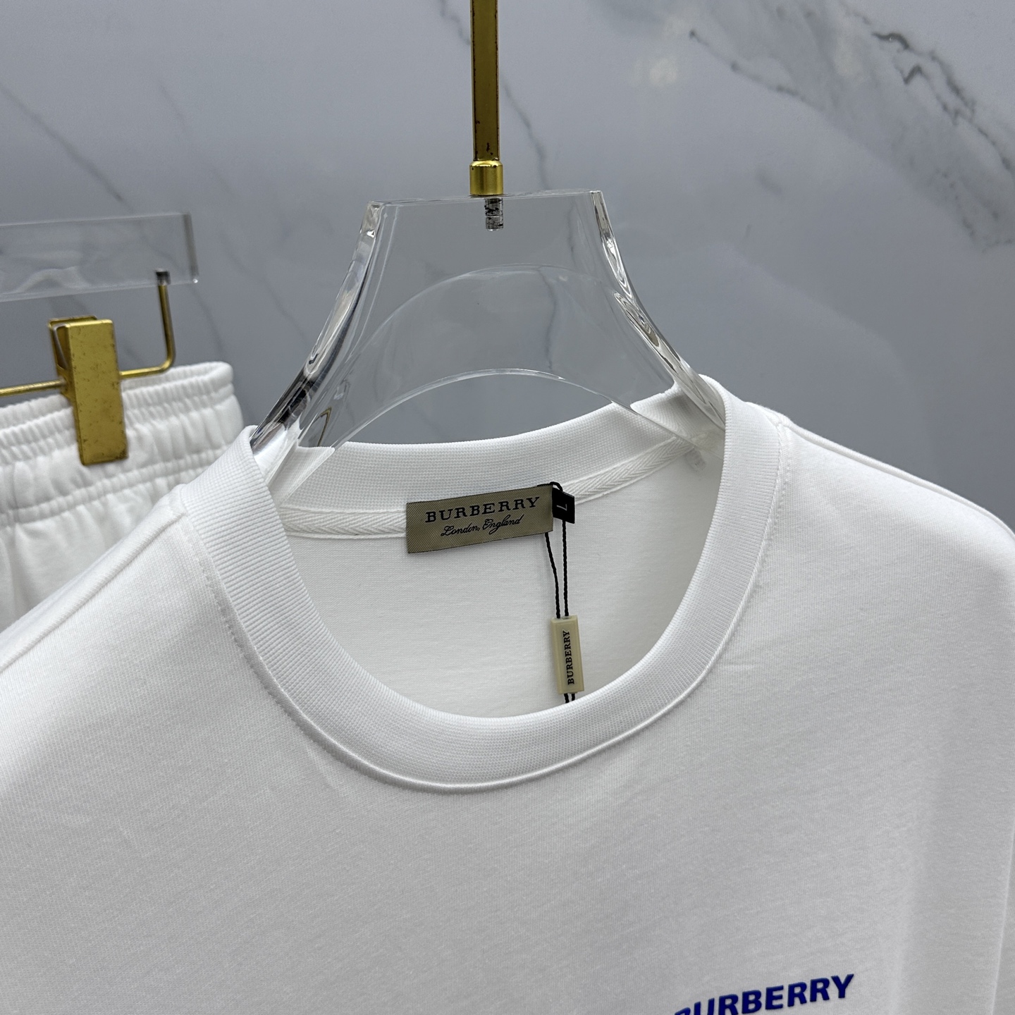 burberry ブラック レーベル t シャツ激安通販 運動セット トップス 純綿 ショットパンツ 男女兼用 ホワイト_4