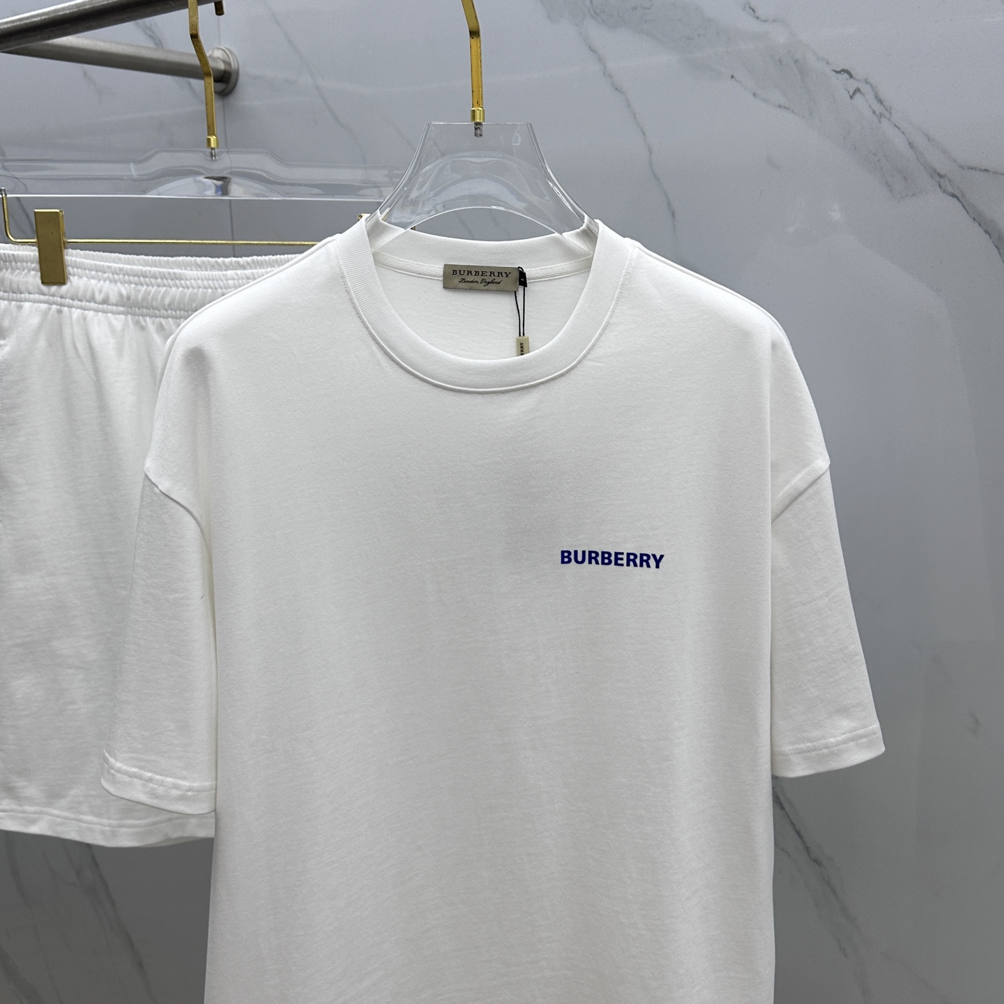 burberry ブラック レーベル t シャツ激安通販 運動セット トップス 純綿 ショットパンツ 男女兼用 ホワイト_5