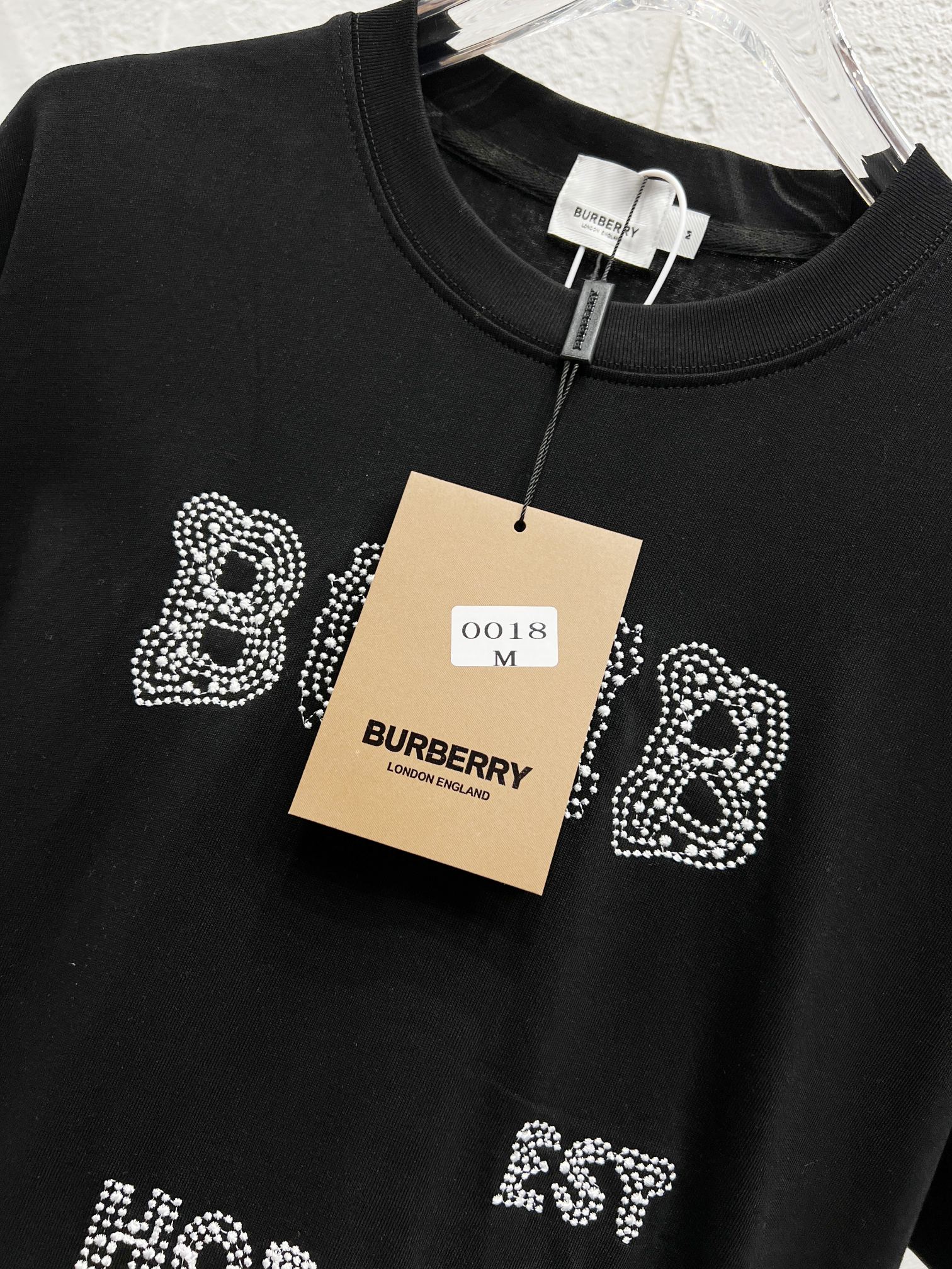 burberry ロゴ t シャツスーパーコピー 刺繍 トップス 純綿 プリント 上質 ブラック_3