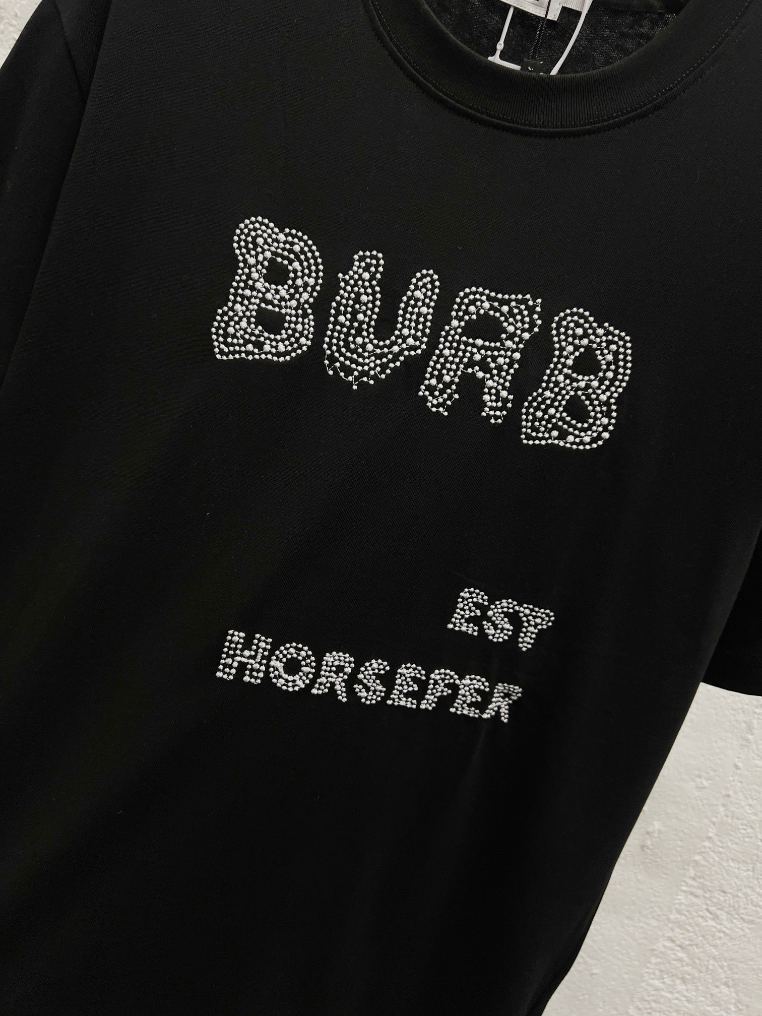 burberry ロゴ t シャツスーパーコピー 刺繍 トップス 純綿 プリント 上質 ブラック_5