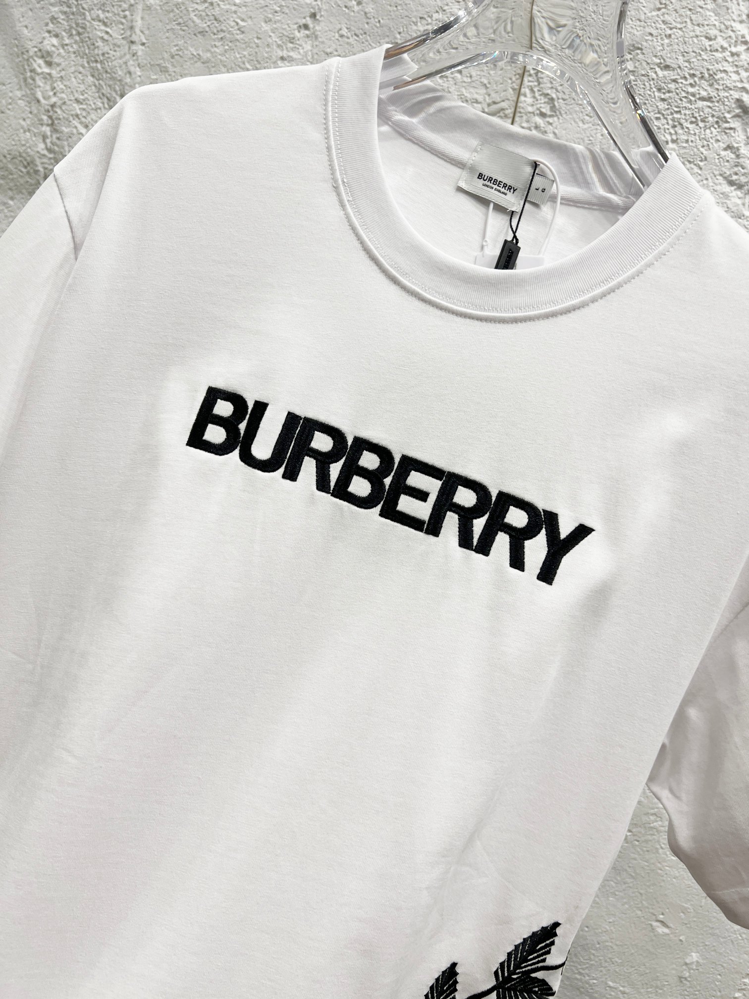 burberry ロング t シャツ偽物 ロゴ刺繍 トップス 純綿 プリント 上質 ホワイト_5