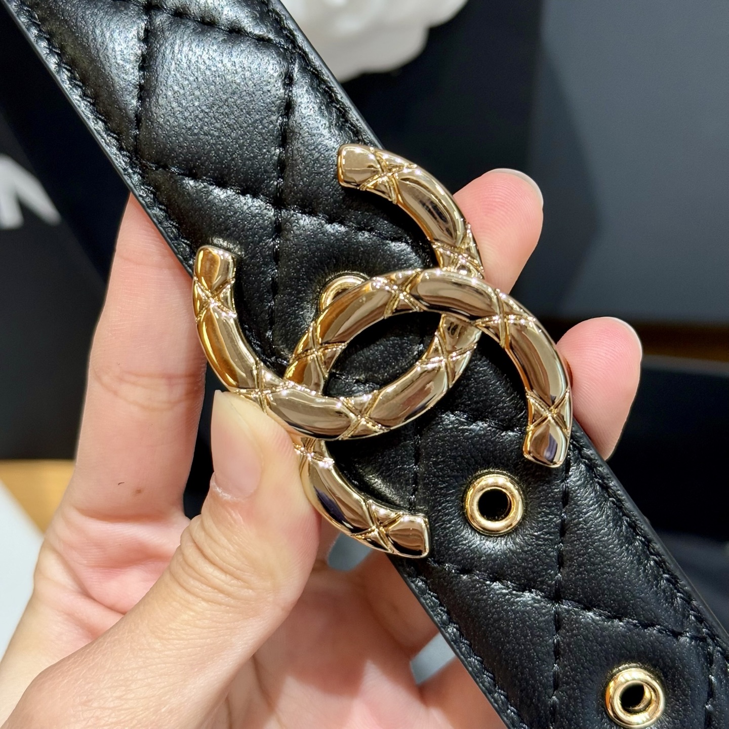 お洒落 シャネルベルト レディース激安通販 レザー 本革 女性 幅3.0cｍ シンプル ブラック_5
