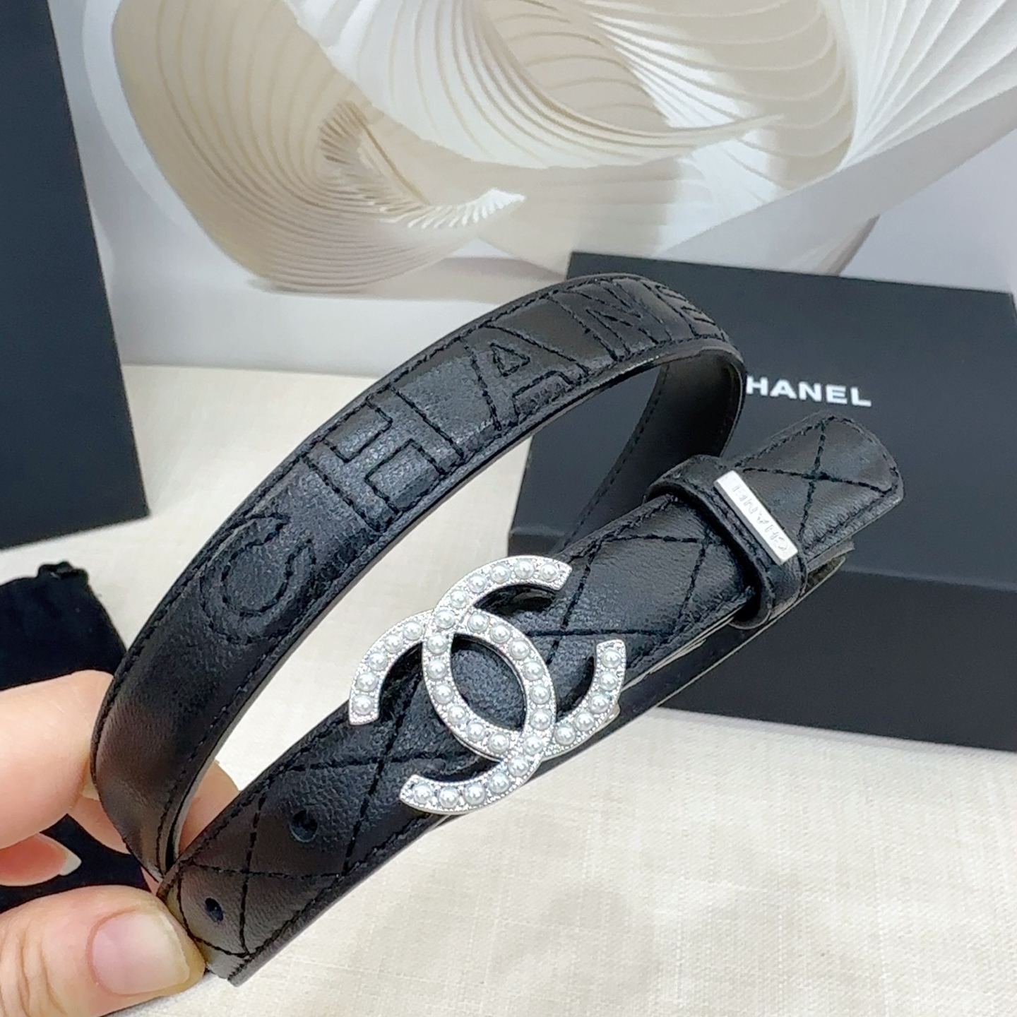 激安 シャネル ベルト 価格偽物 レザー 本革 高品質 シンプル 幅2.0cm ブラック_5