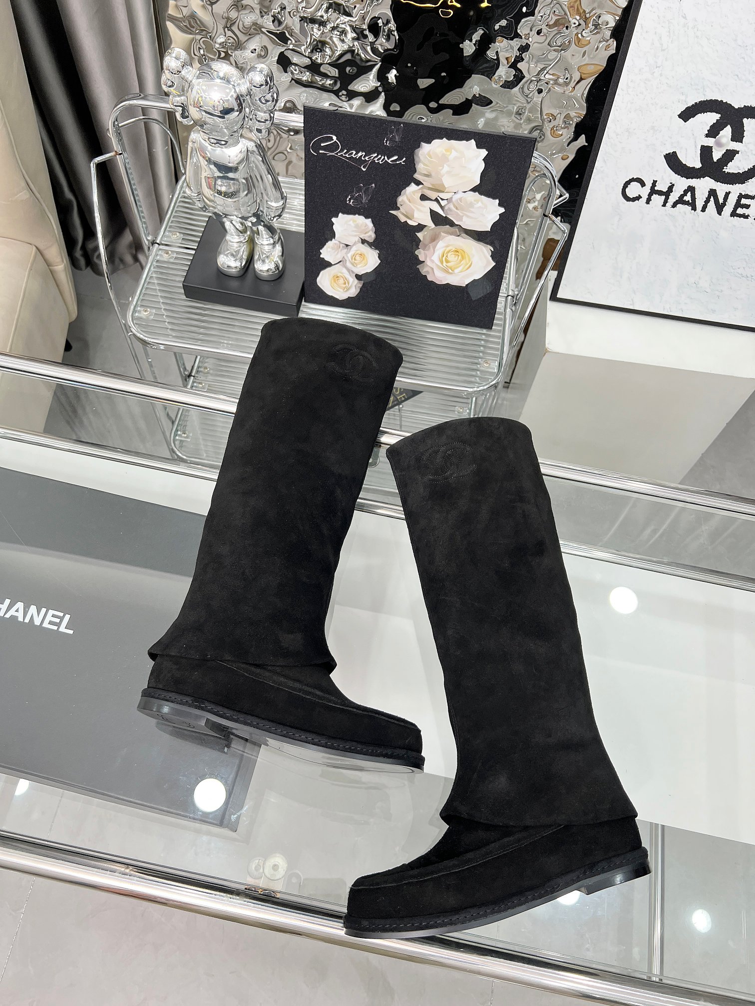 シャネル厚底ブーツコピー レディシューズ  優雅 ハイカット 高級感 ブラック_6