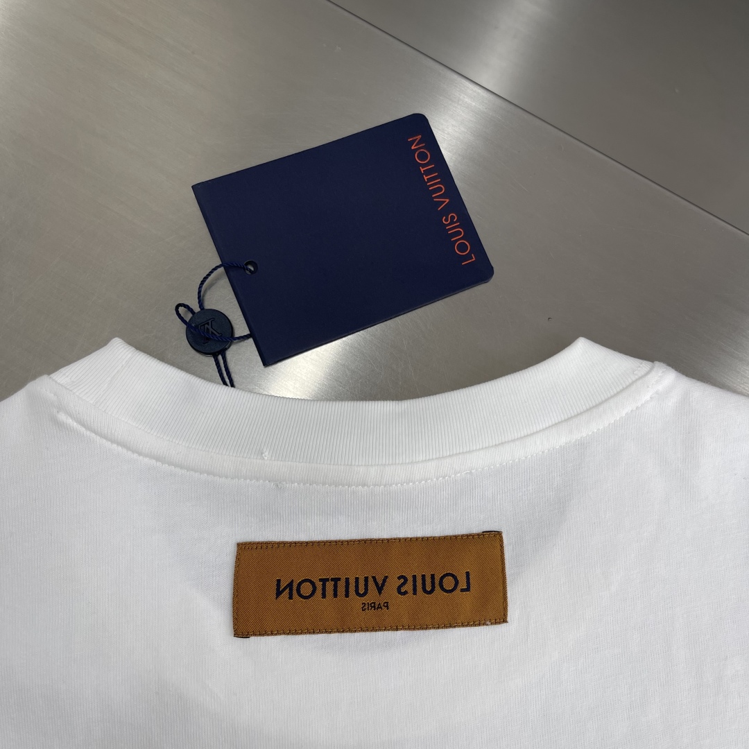 メンズ ルイヴィトンtシャツスーパーコピー 純綿 トップス 虹 プリント 半袖 シンプル ホワイト_4
