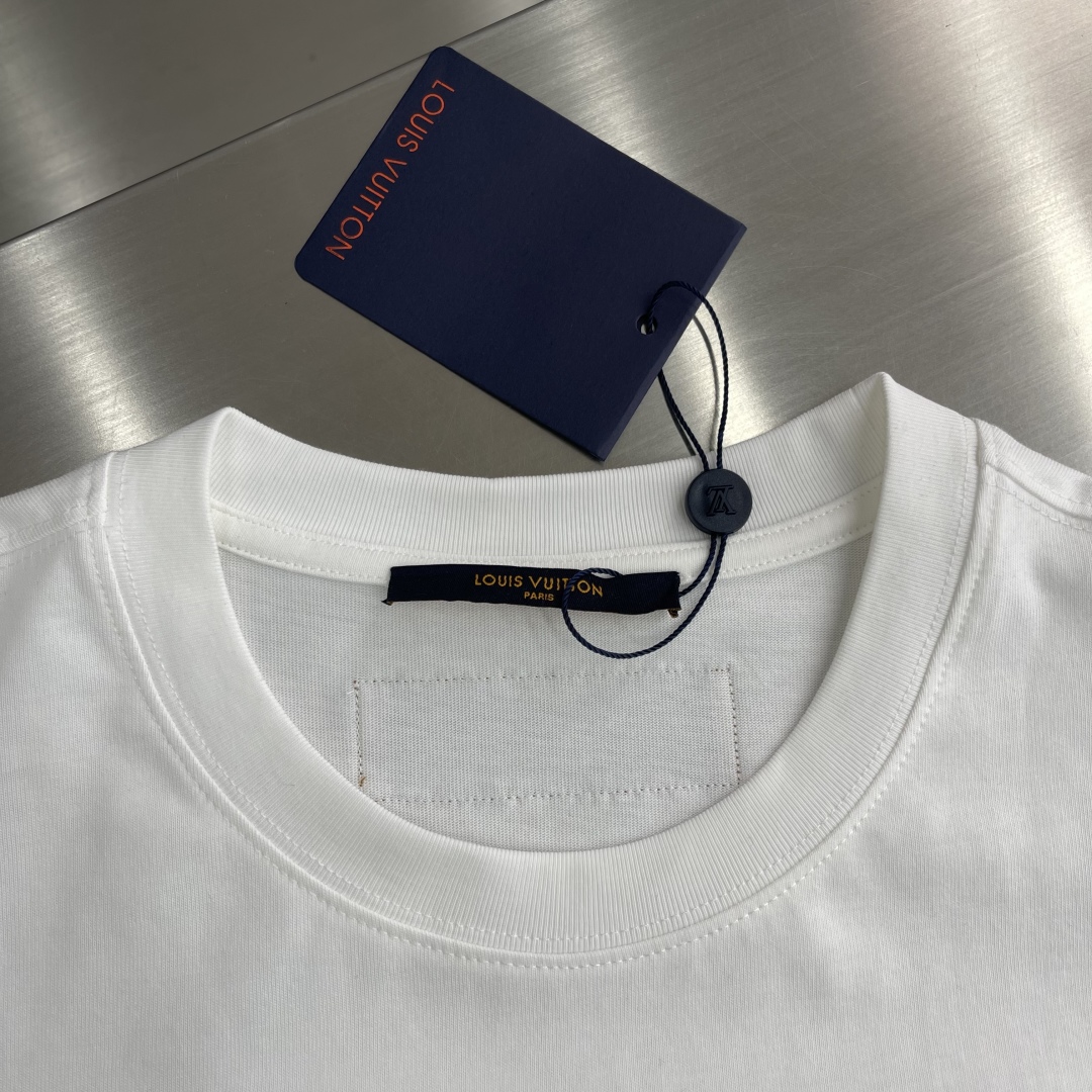 メンズ ルイヴィトンtシャツスーパーコピー 純綿 トップス 虹 プリント 半袖 シンプル ホワイト_5