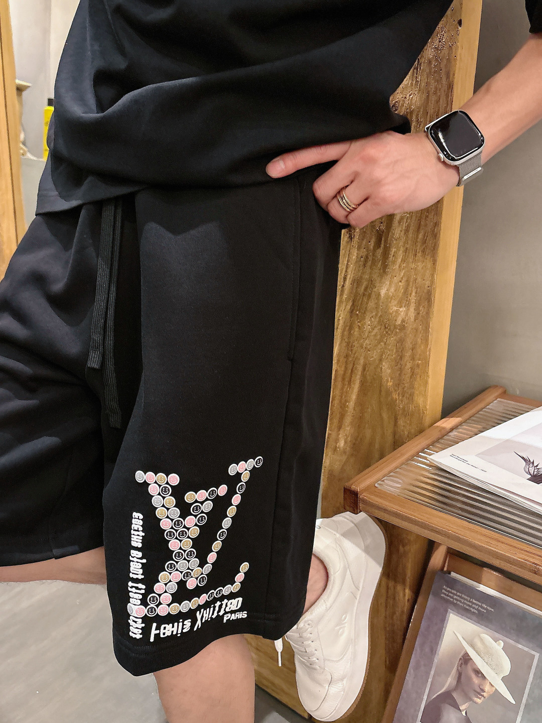 ヴィトン パンツ サイズ偽物 ショットズボン 運動 ランニング 純綿 柔らかい ブラック_9