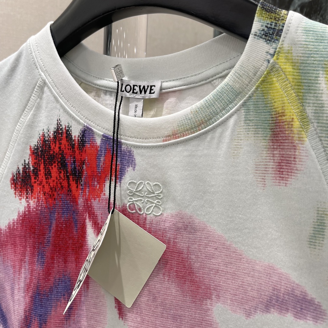 ロエベtシャツ 偽物 見分け方偽物 トップス 半袖 プリント シンプル 優雅 ホワイト_7