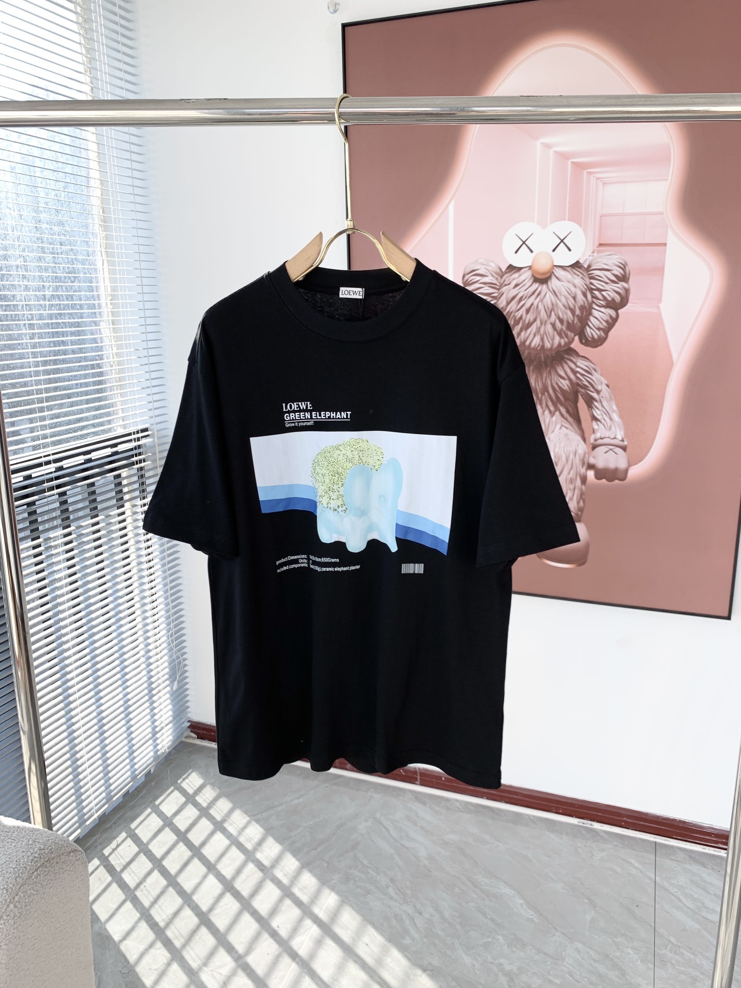 ロエベtシャツ メンズコピー ゆったり 100%綿 通気性いい トップス 短袖 プリント ブラック_2