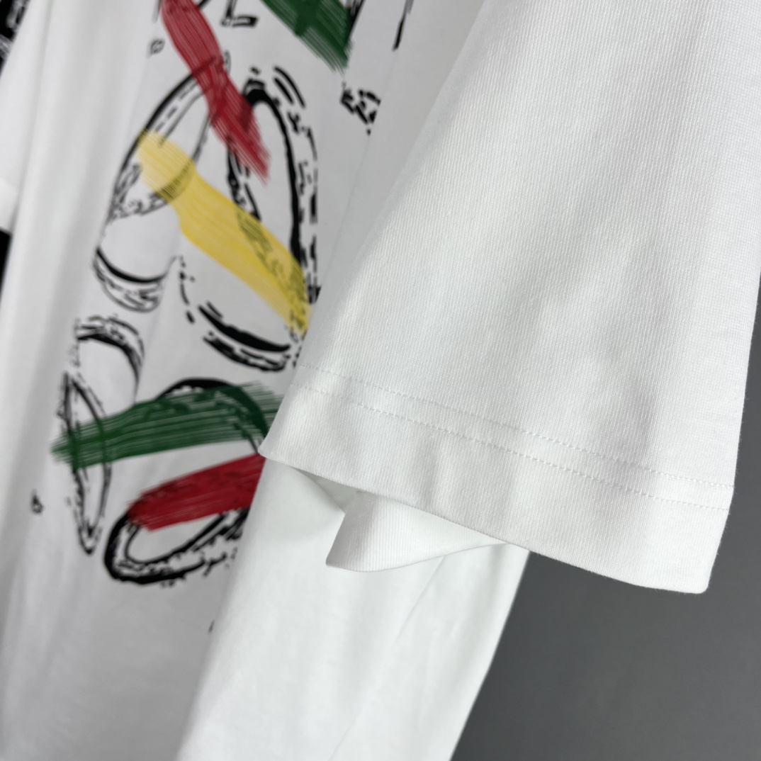 お得品‼ロエベ風tシャツコピー 綿 プリント 通気性いい トップス 柔らかい ホワイト_8