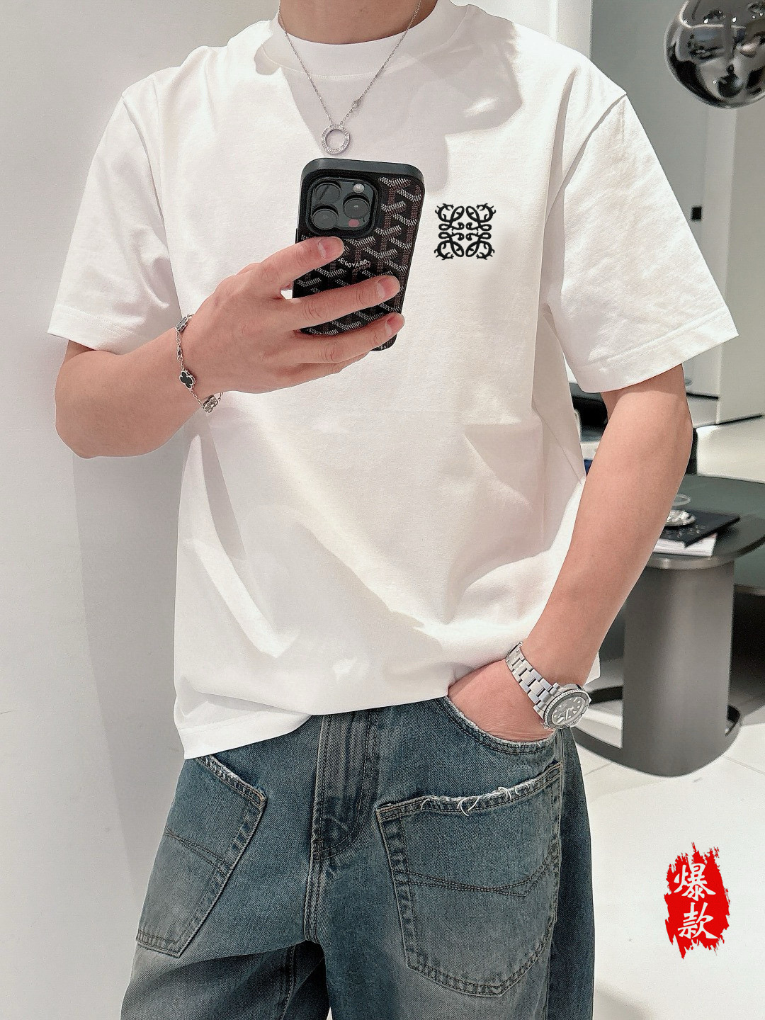 夏服 ロエベ tシャツ 洗濯スーパーコピー 純綿 プリント トップス 柔軟 シンプル 2色可選_2