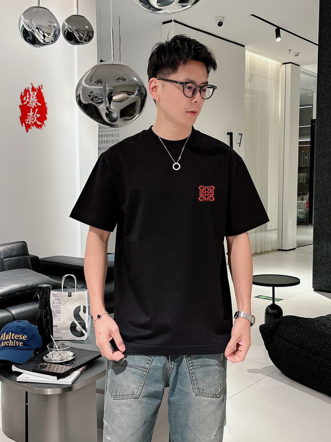 夏服 ロエベ tシャツ 洗濯スーパーコピー 純綿 プリント トップス 柔軟 シンプル 2色可選_4