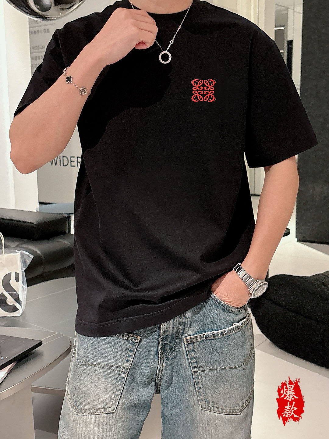 夏服 ロエベ tシャツ 洗濯スーパーコピー 純綿 プリント トップス 柔軟 シンプル 2色可選_6