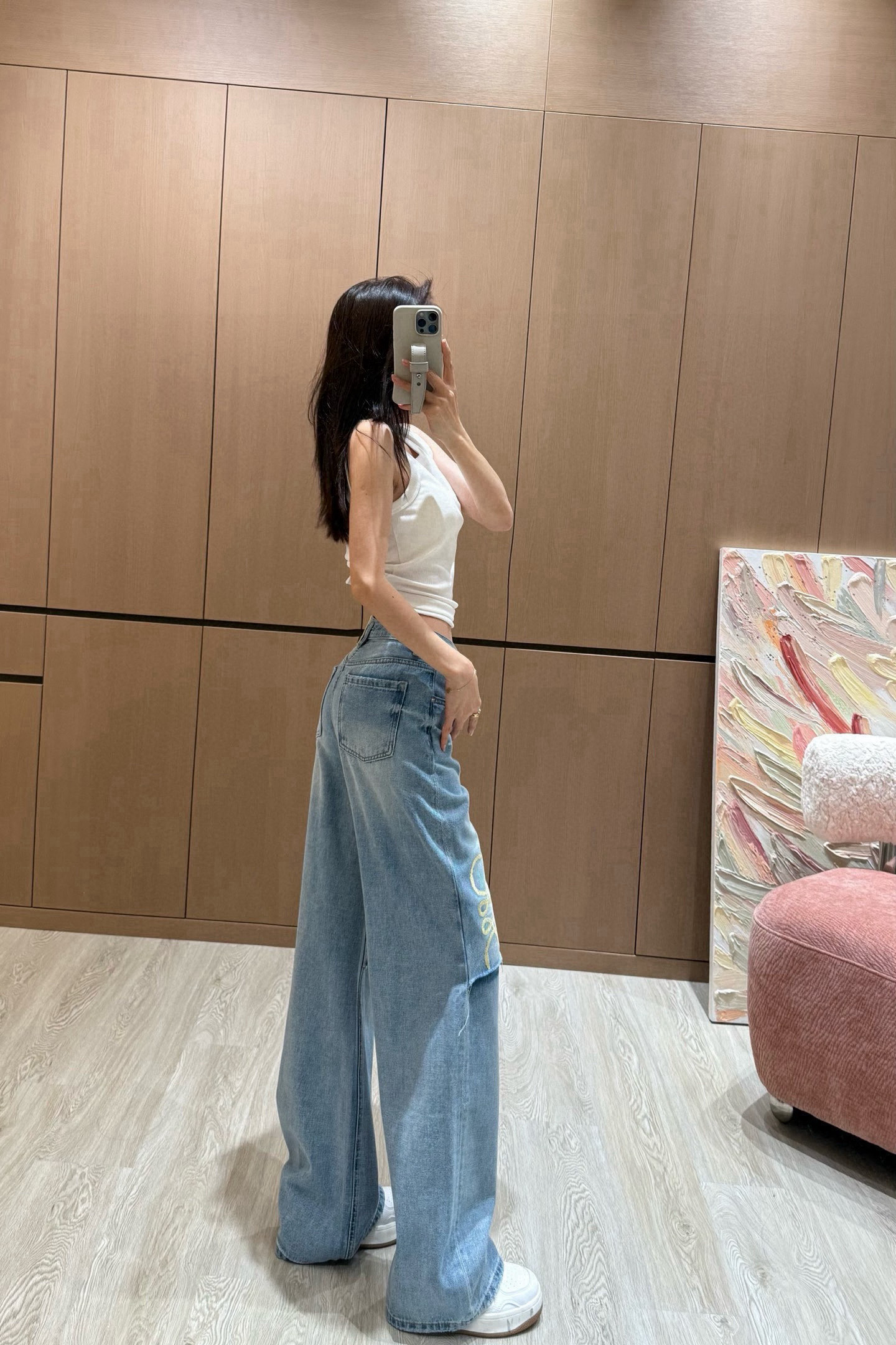 ロエベ デニムパンツ レディコピー ジーンズ 筒形ズボン 個性的なパンツ シンプル ブルー_3