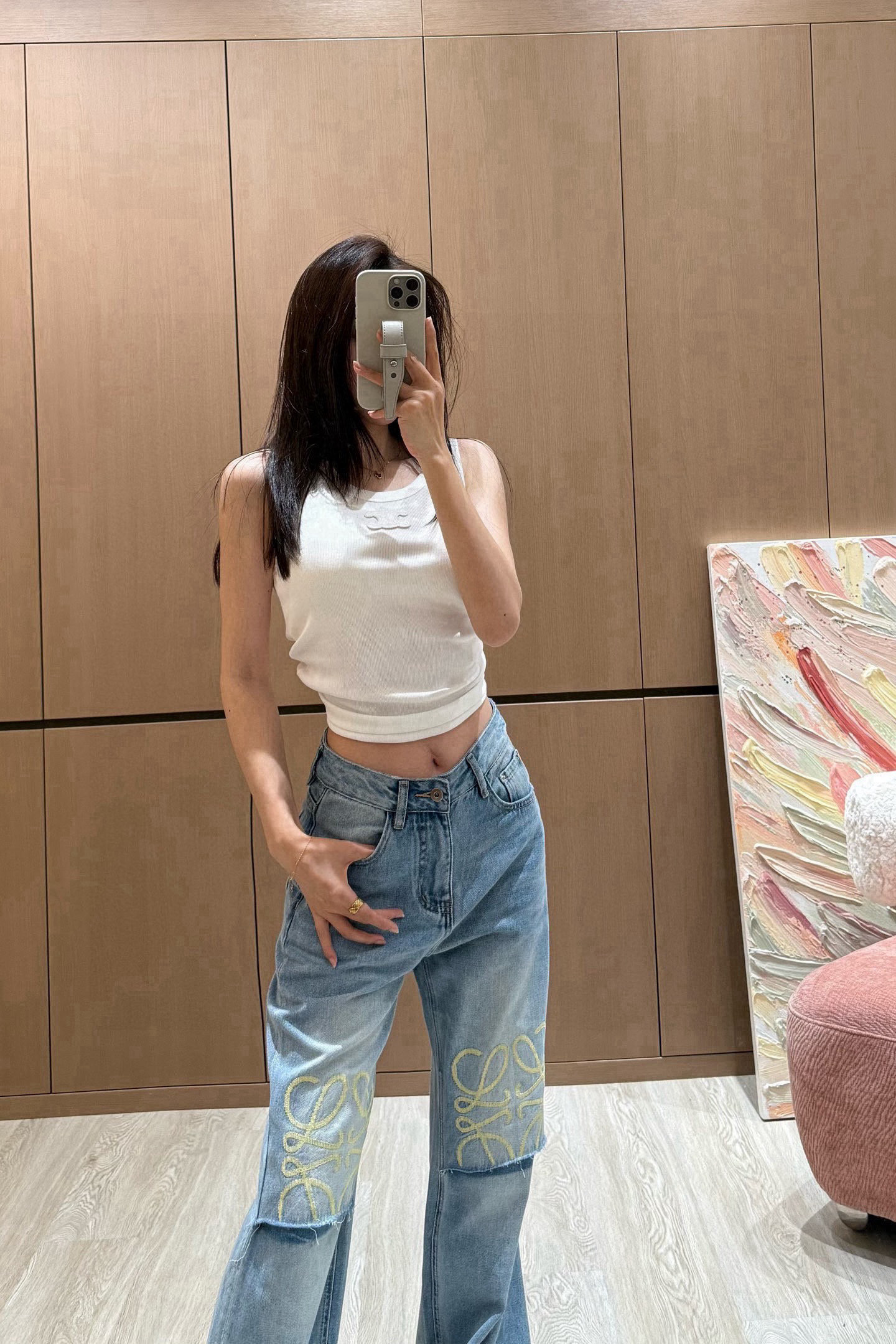 ロエベ デニムパンツ レディコピー ジーンズ 筒形ズボン 個性的なパンツ シンプル ブルー_5