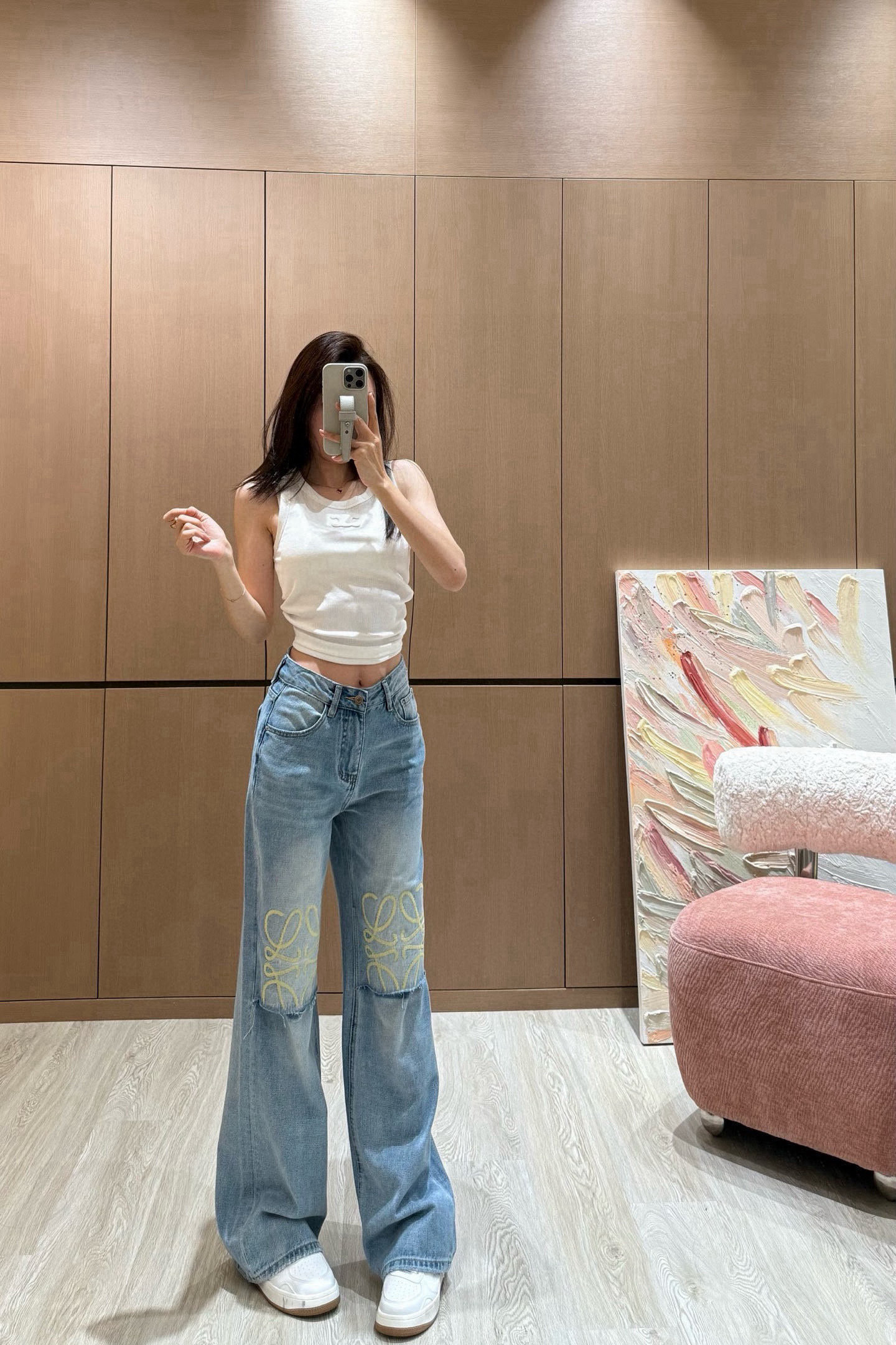 ロエベ デニムパンツ レディコピー ジーンズ 筒形ズボン 個性的なパンツ シンプル ブルー_7