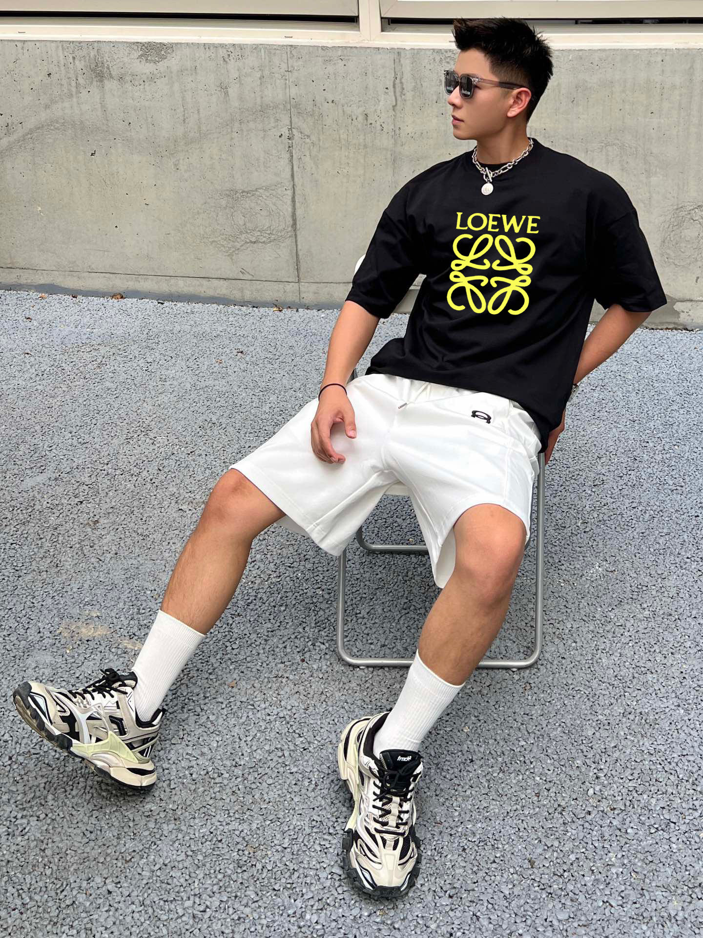 ロエベ カーゴパンツコピー ゆったり 運動ズボン ショットパンツ 柔軟 純綿 ホワイト_5