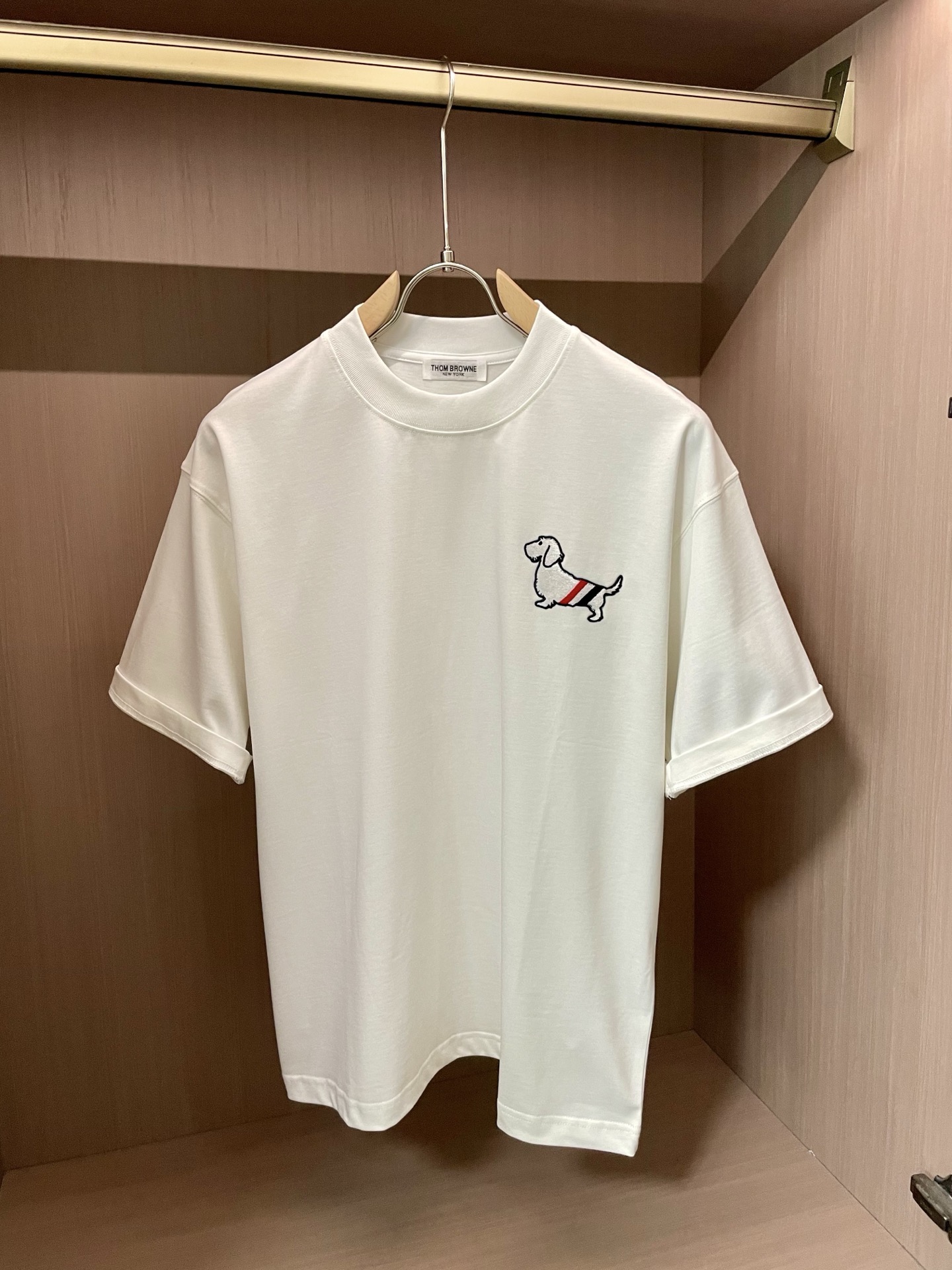 トムブラウンtシャツコピー 100％綿 トップス 半袖 犬プリント シンプル ホワイト_3