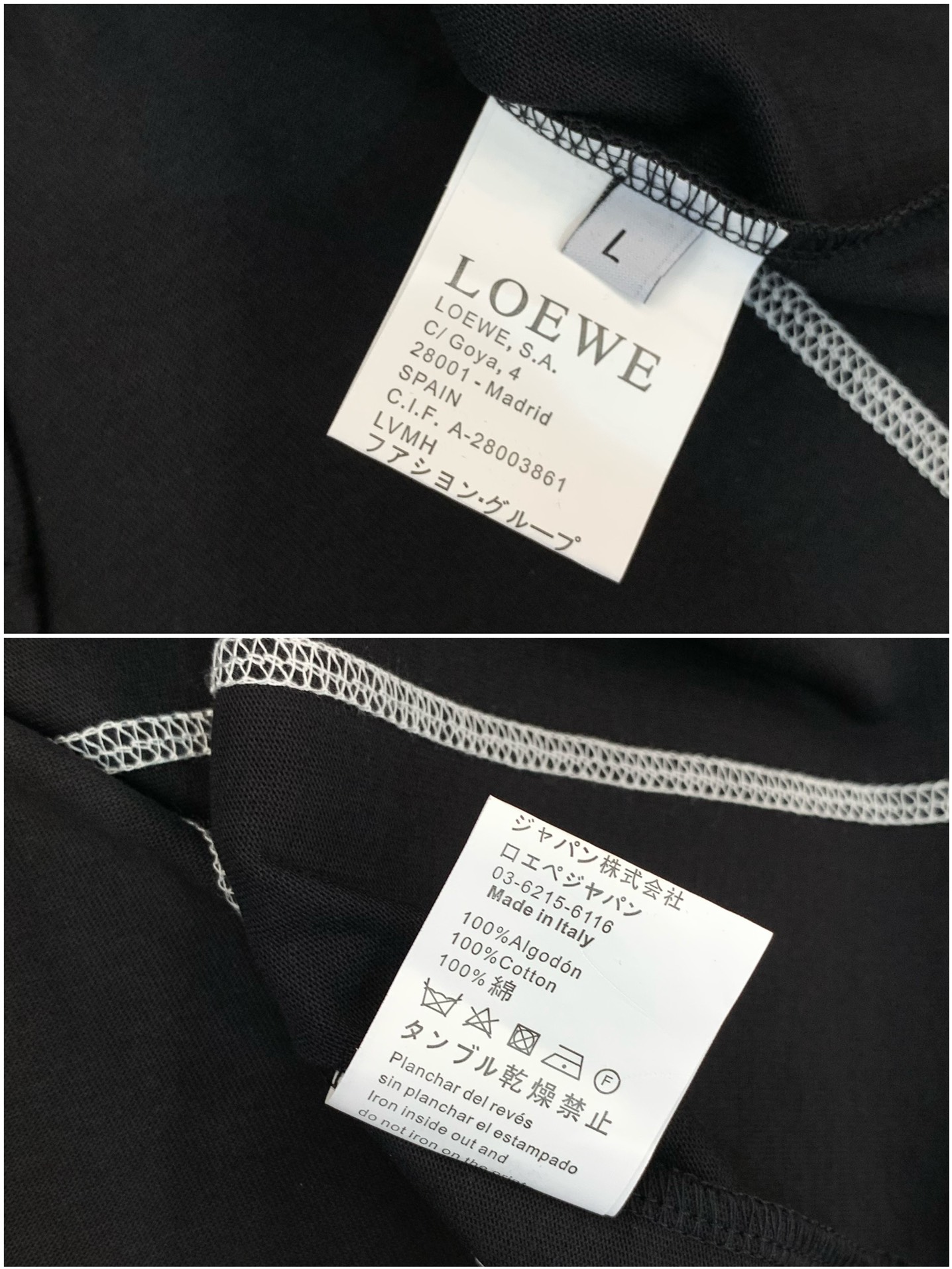 ロエベ tシャツサイズ感コピー トップス 純綿 柔らかい 半袖 ロゴ刺繍 ブラック_6