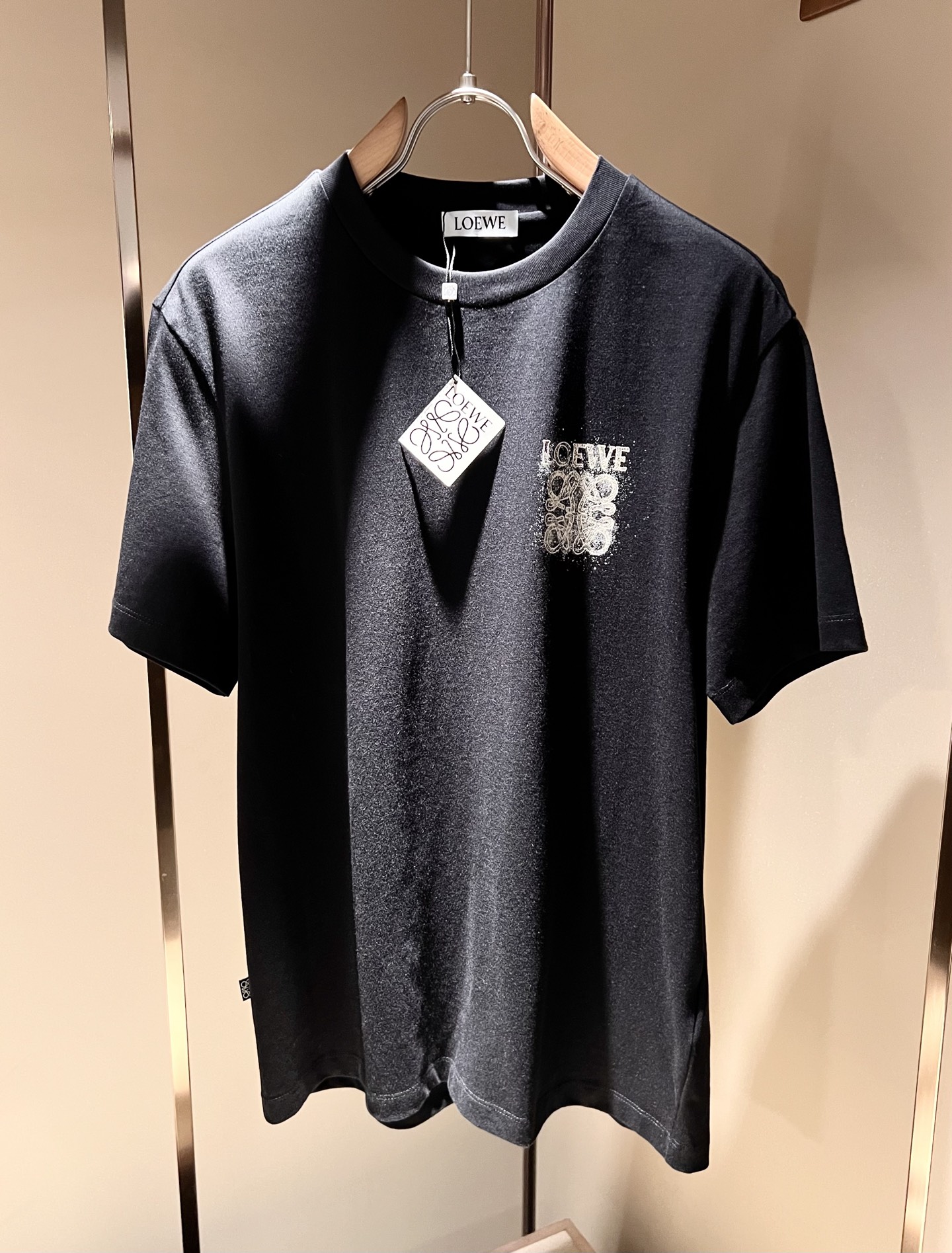 ロエベトトロtシャツ偽物 ゆったり 純綿 トップス プリント 上質 ブラック_1