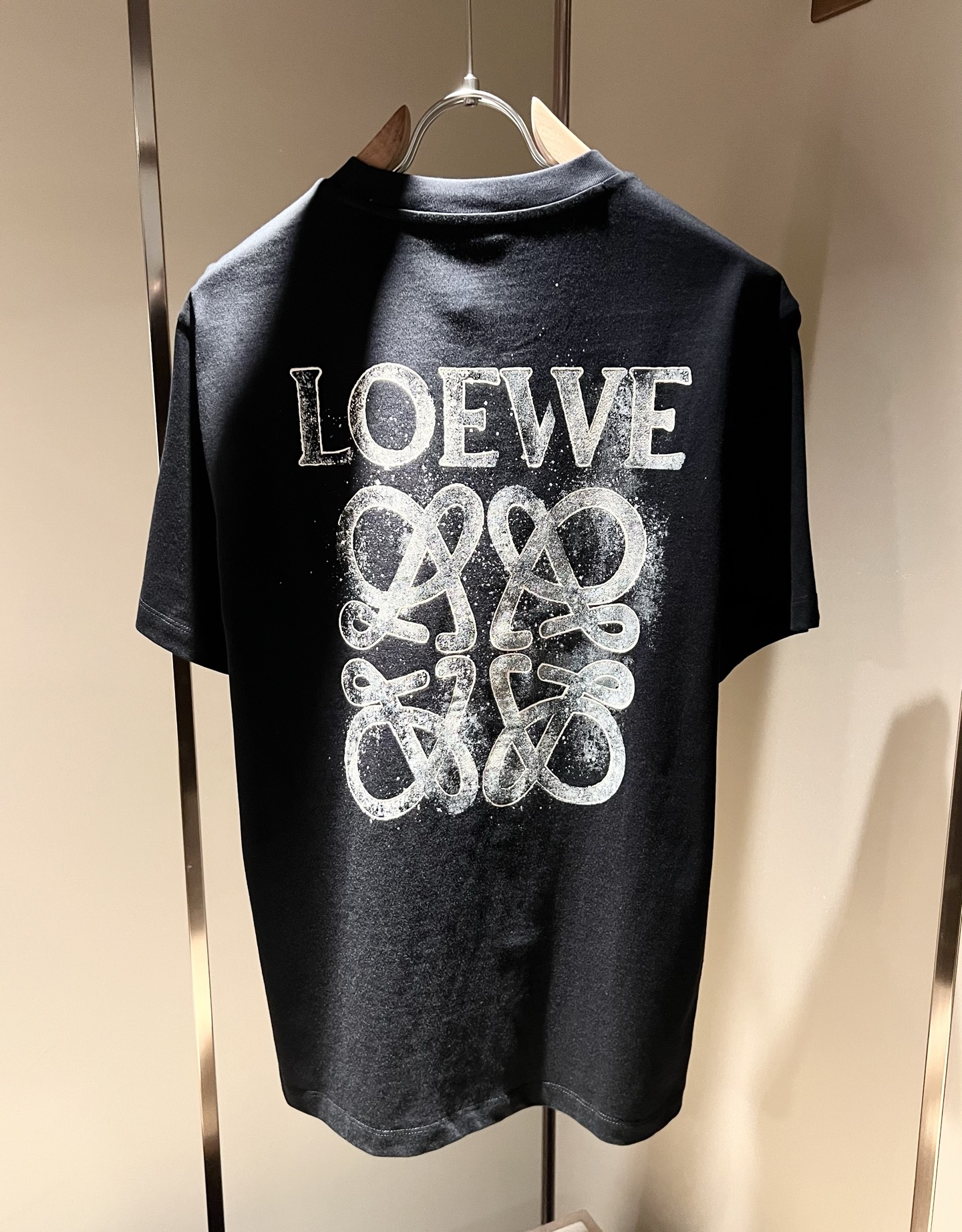 ロエベトトロtシャツ偽物 ゆったり 純綿 トップス プリント 上質 ブラック_2