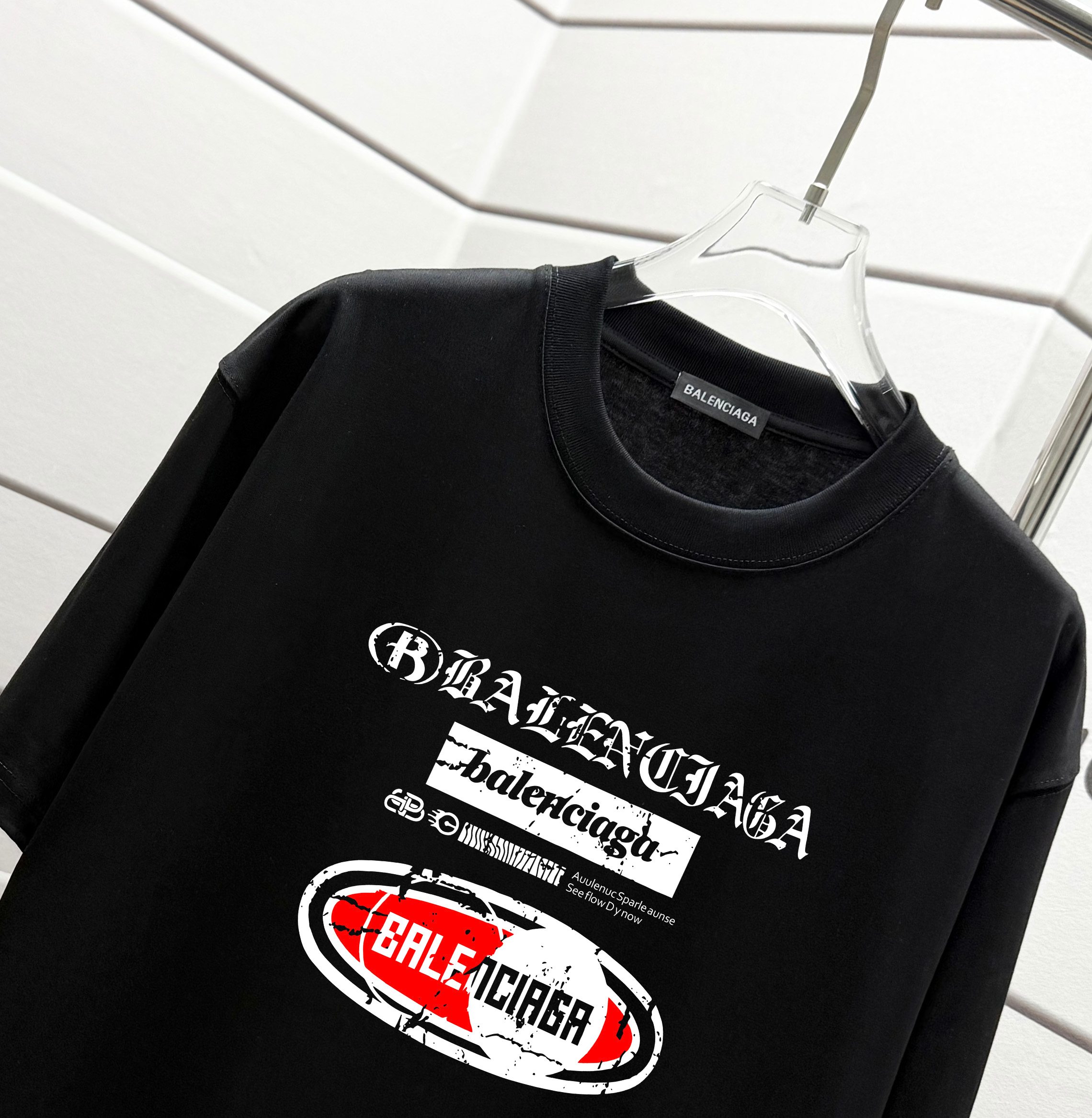 バレンシアガtシャツ 値段激安通販 プリント 男女兼用 純綿 トップス 半袖 ブラック_3