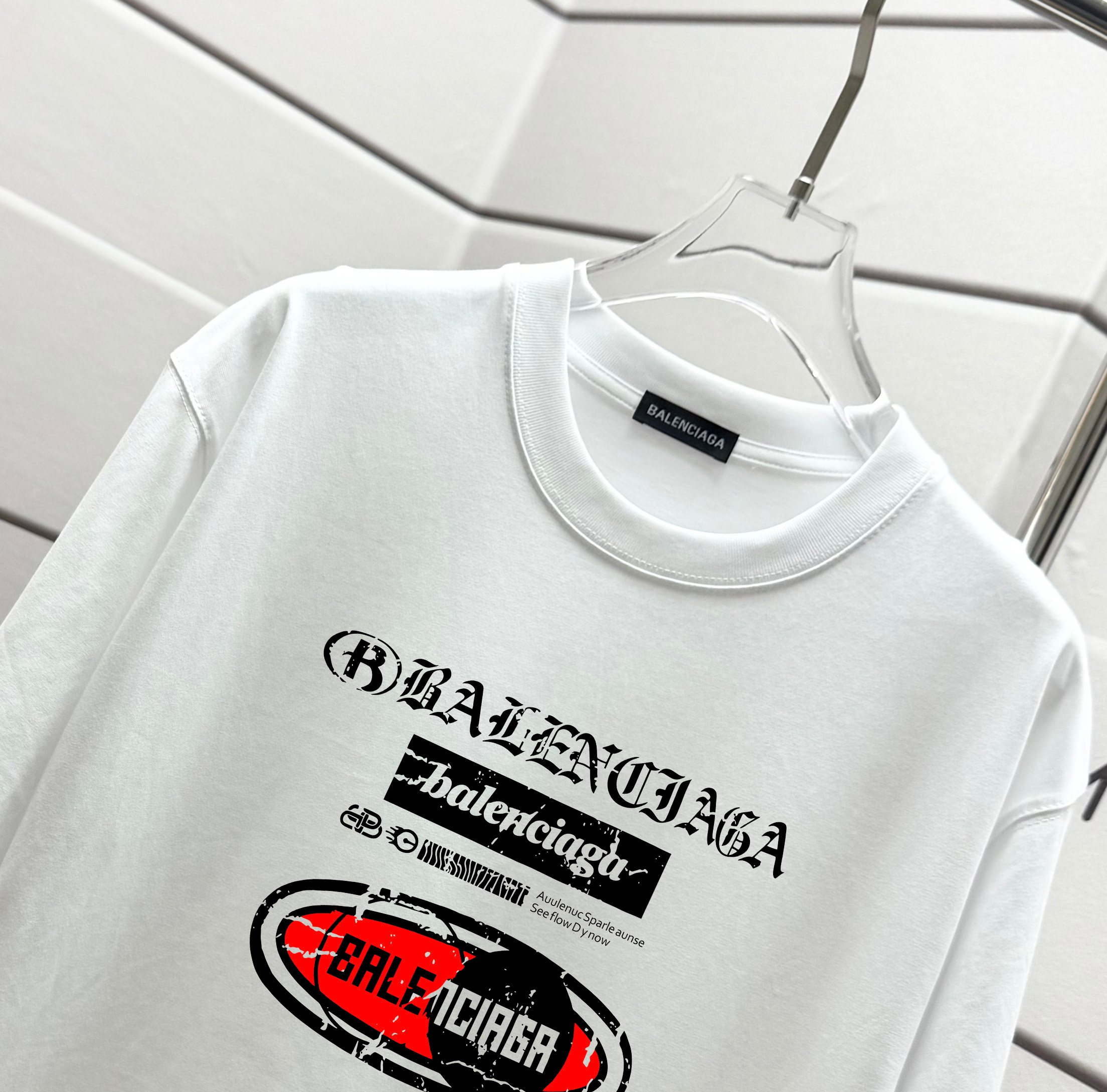 バレンシアガtシャツ メンズコピー プリント 男女兼用 純綿 トップス 半袖 ホワイト_3