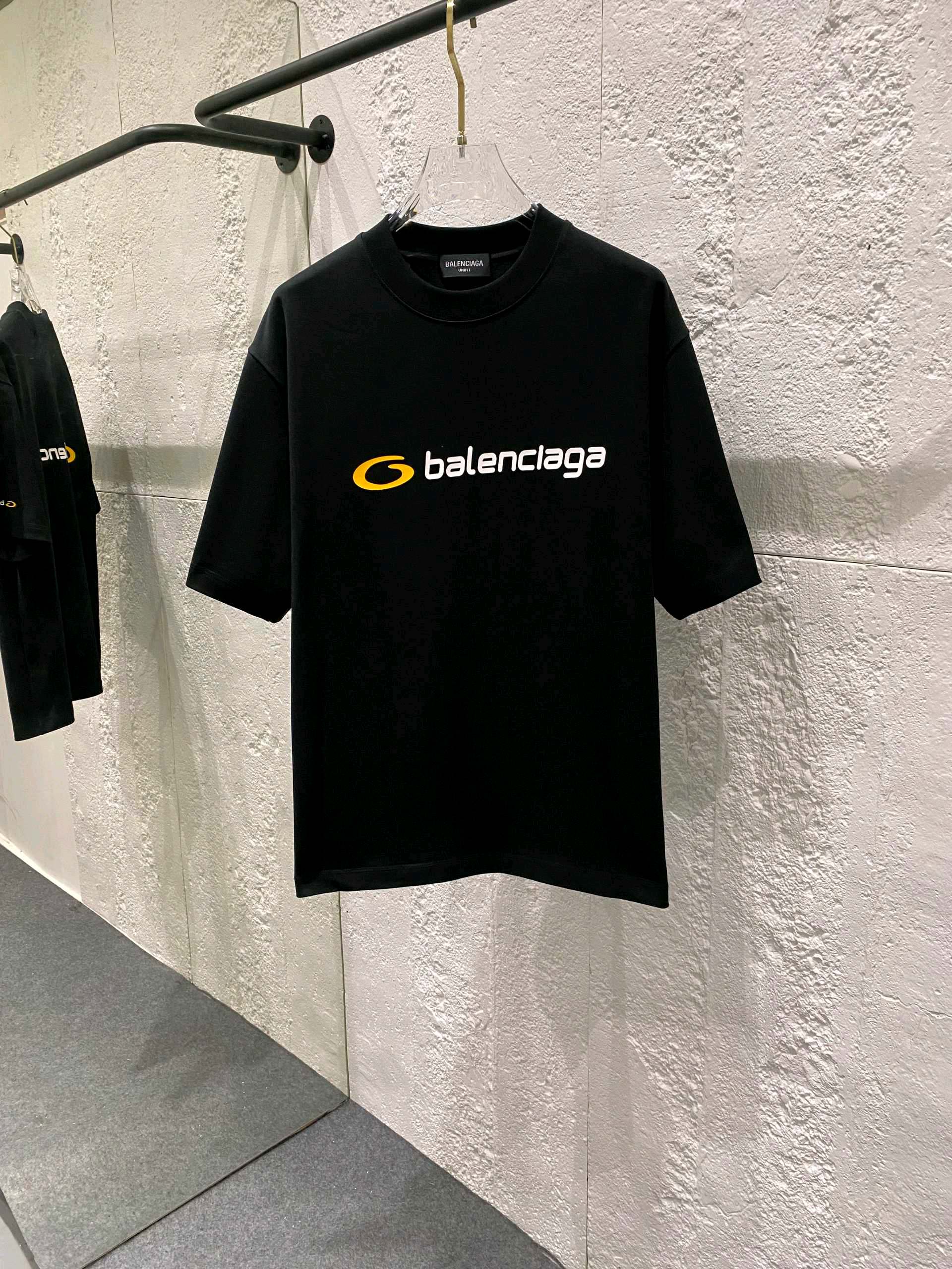 バレンシアガ アウトレット tシャツ偽物 プリント 上質材料 ゆったり 純綿 トップス 短袖 ブラック_1
