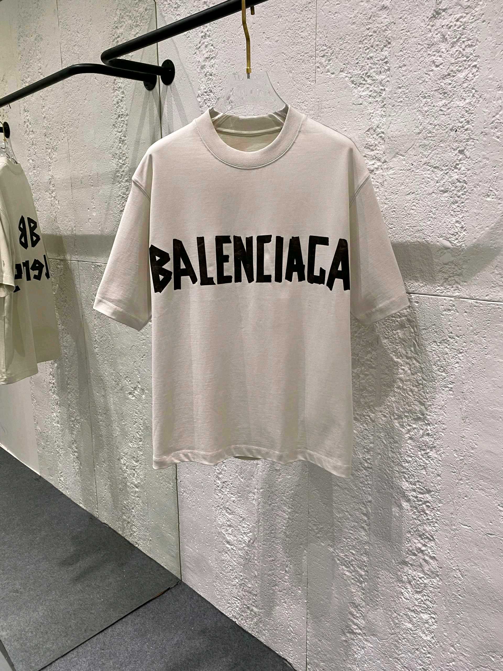 バレンシアガ 無地tシャツスーパーコピー 高品質 プリント 純綿 トップス ゆったり ホワイト_1