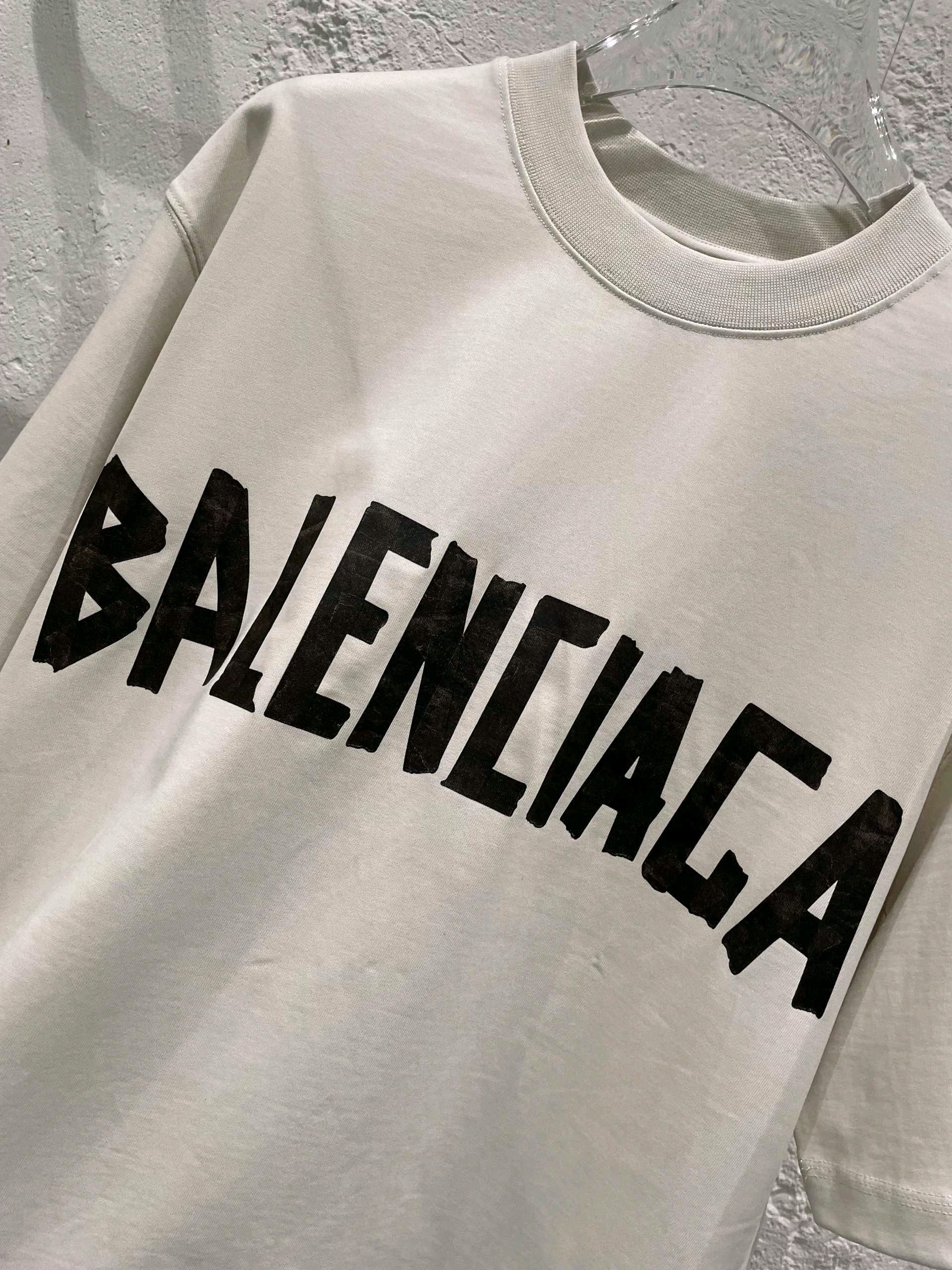 バレンシアガ 無地tシャツスーパーコピー 高品質 プリント 純綿 トップス ゆったり ホワイト_5