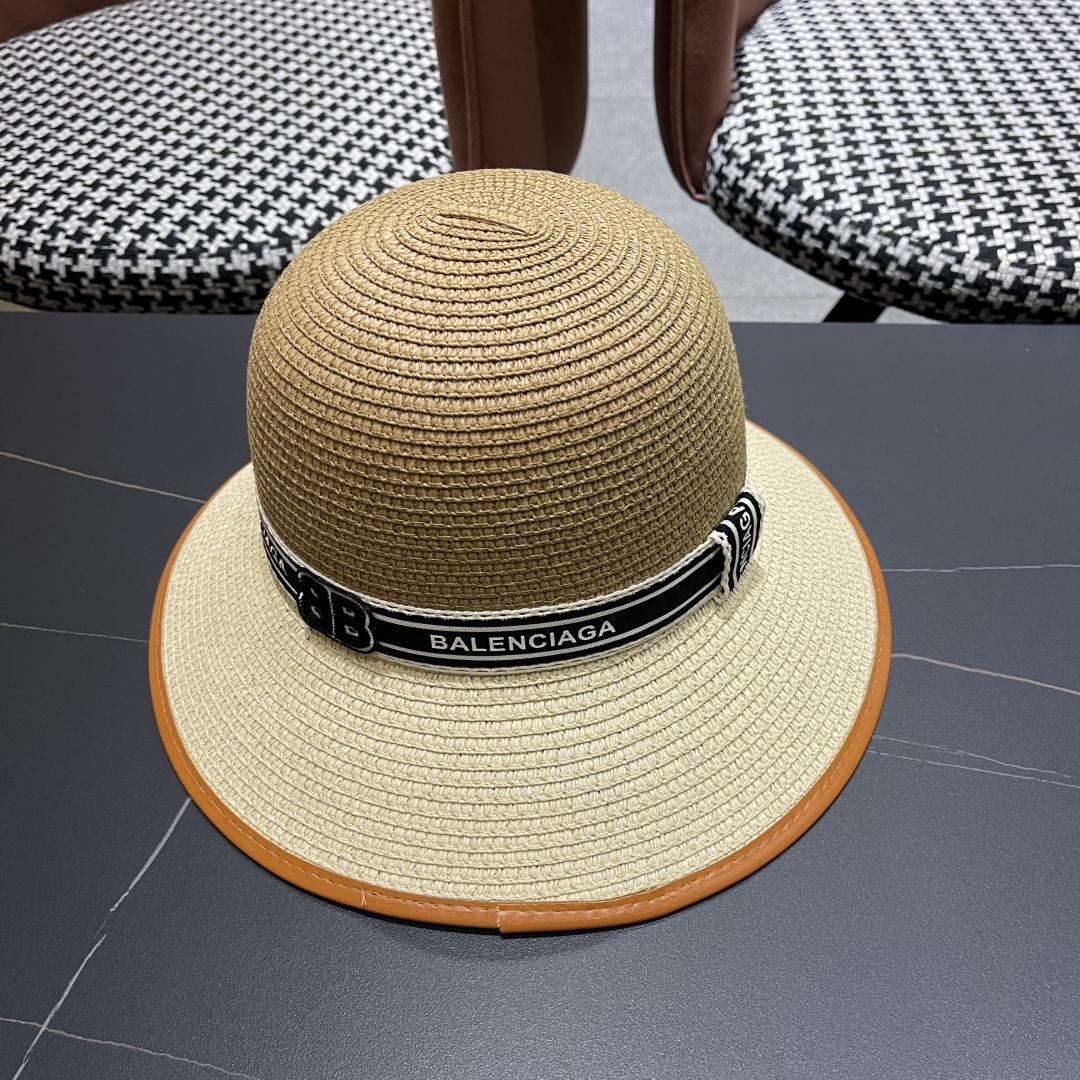 超激得の新品 バレンシアガ キャップ 青偽物 帽子 日焼け止め 草編み 優雅 ベージュ色_2