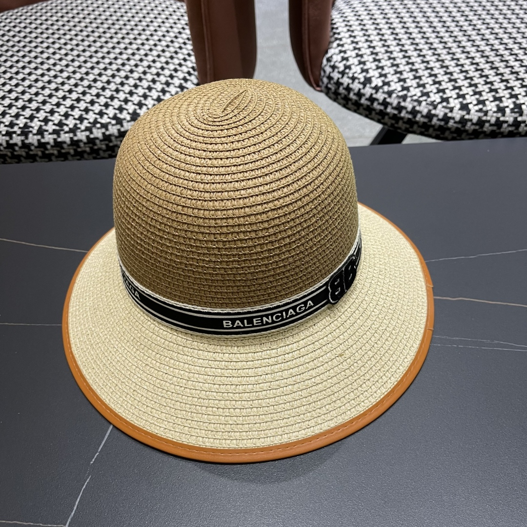 超激得の新品 バレンシアガ キャップ 青偽物 帽子 日焼け止め 草編み 優雅 ベージュ色_3