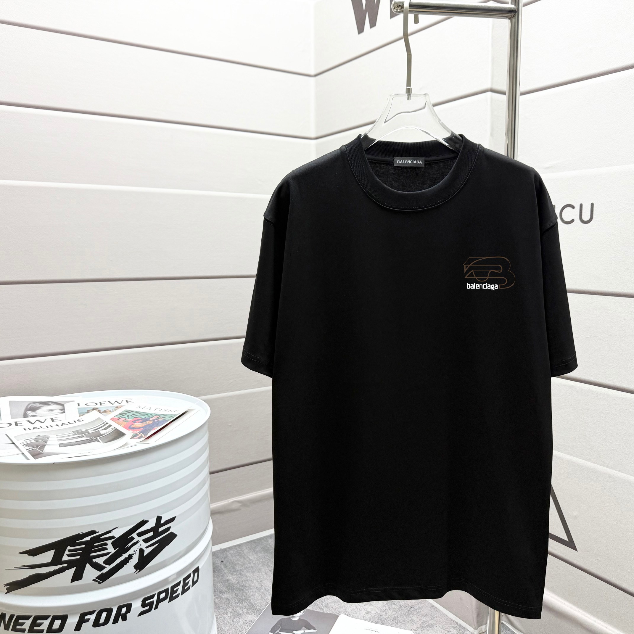 バレンシアガtシャツ コーデコピー トップス 純綿 高品質 ゆったり 男女兼用 ブラック_1