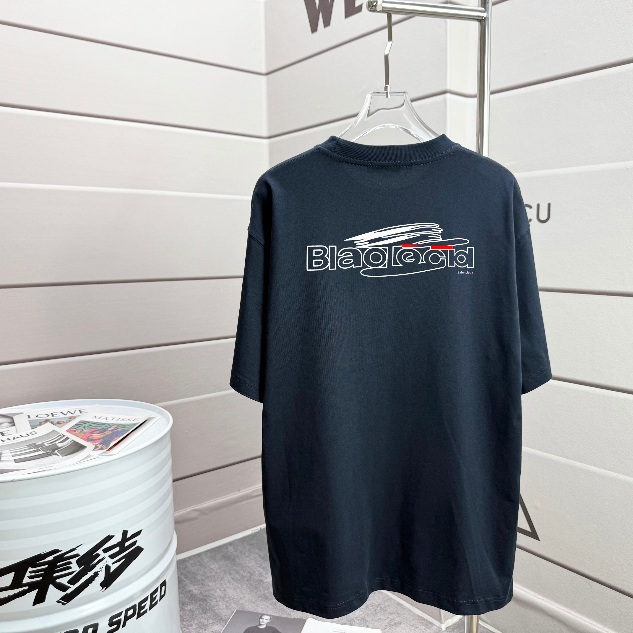 華やかな雰囲気 バレンシアガ アウトレット tシャツ偽物 トップス 純綿 ゆったり 男女兼用 ブルー_2
