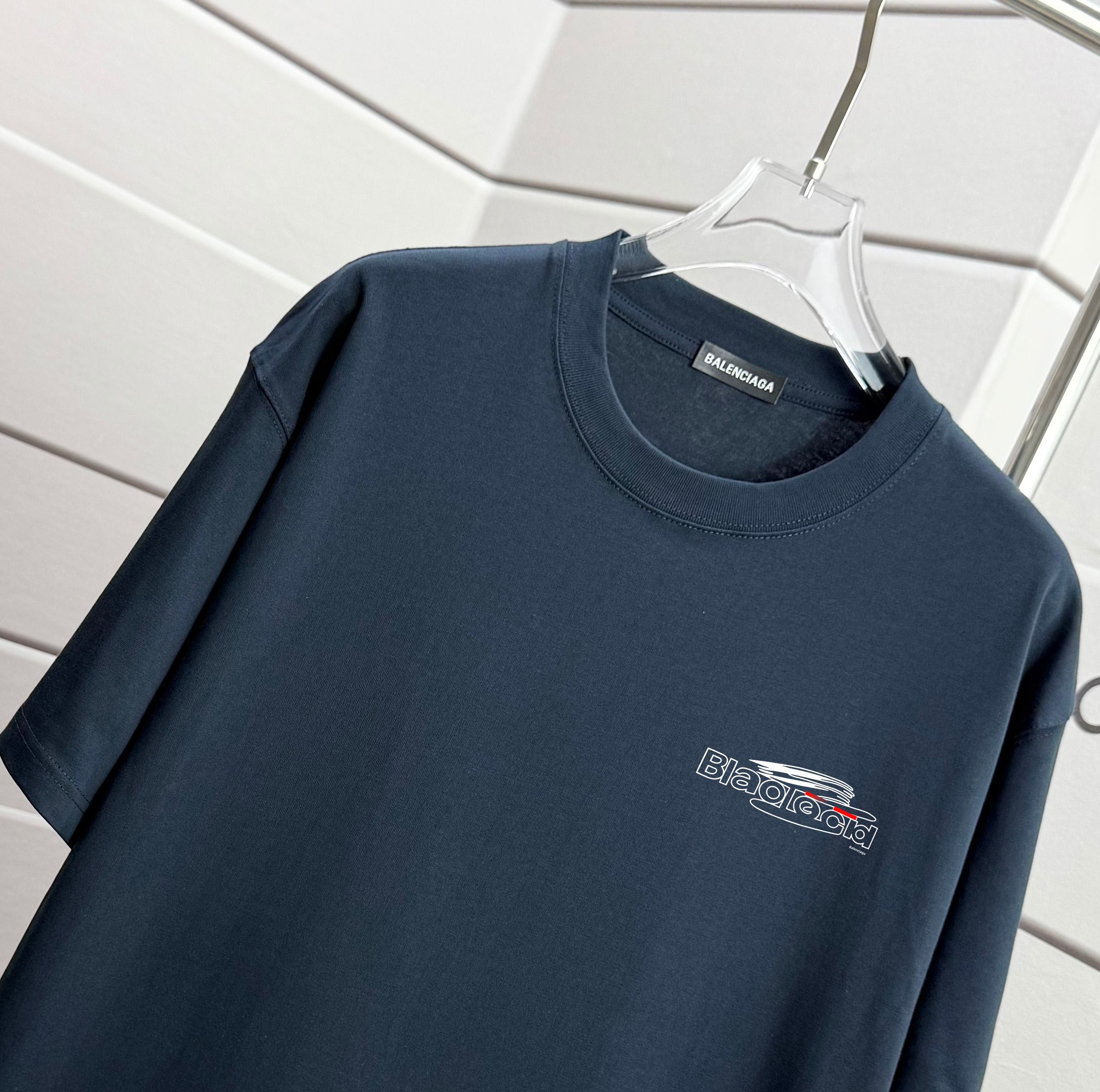 華やかな雰囲気 バレンシアガ アウトレット tシャツ偽物 トップス 純綿 ゆったり 男女兼用 ブルー_3