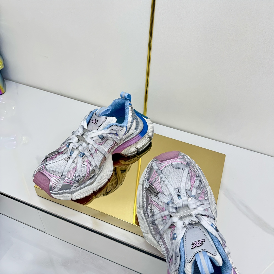 超低価格 バレンシアガ レザー スニーカー偽物 通気性いい 運動シューズ ランニング ブルー_5