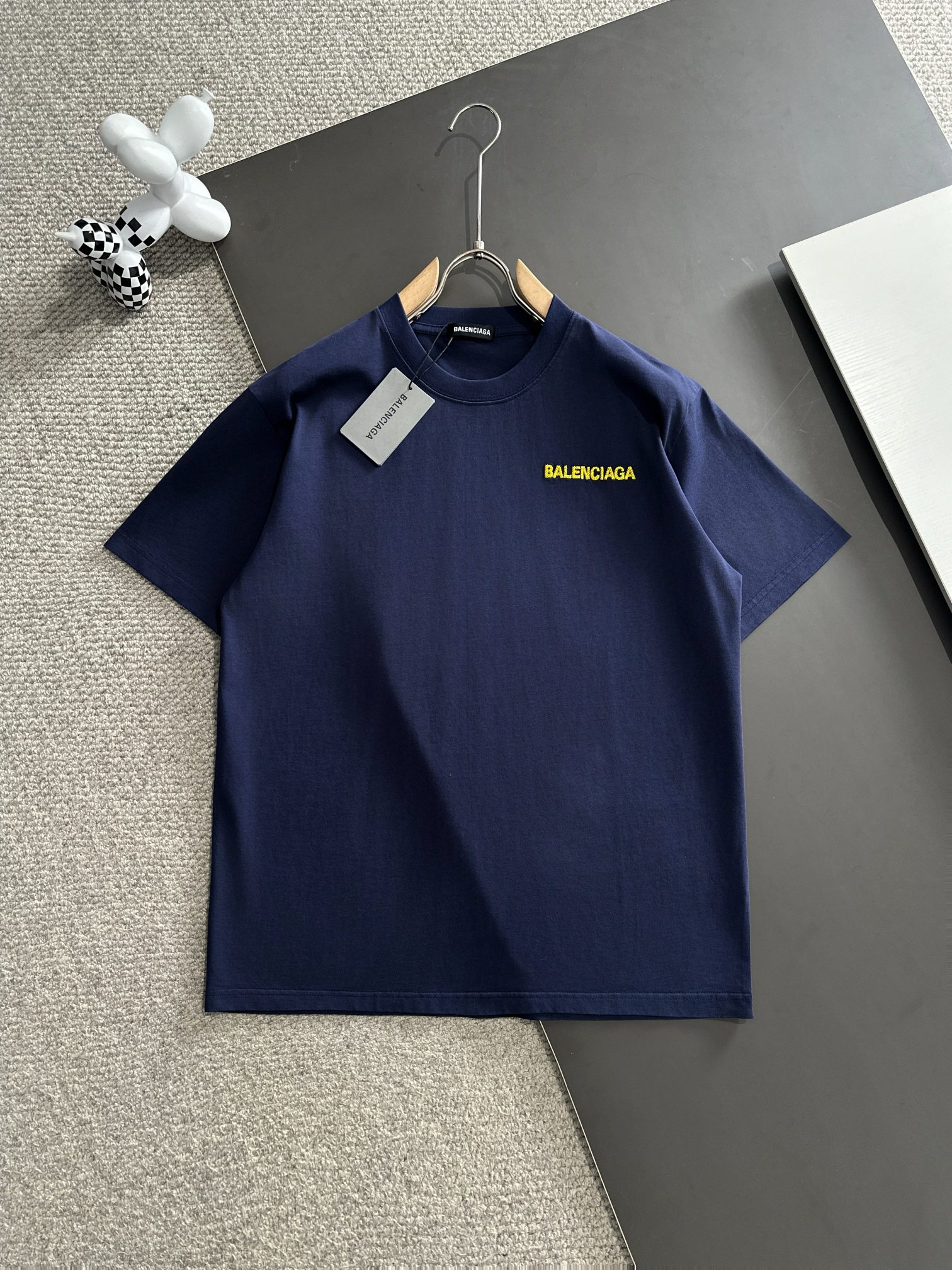 バレンシアガｔシャツスーパーコピー 通気性いい 純綿 トップス 短袖 プリント ブルー_1
