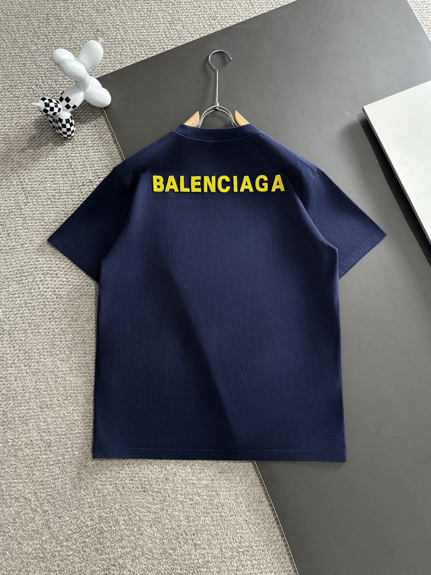 バレンシアガｔシャツスーパーコピー 通気性いい 純綿 トップス 短袖 プリント ブルー_2