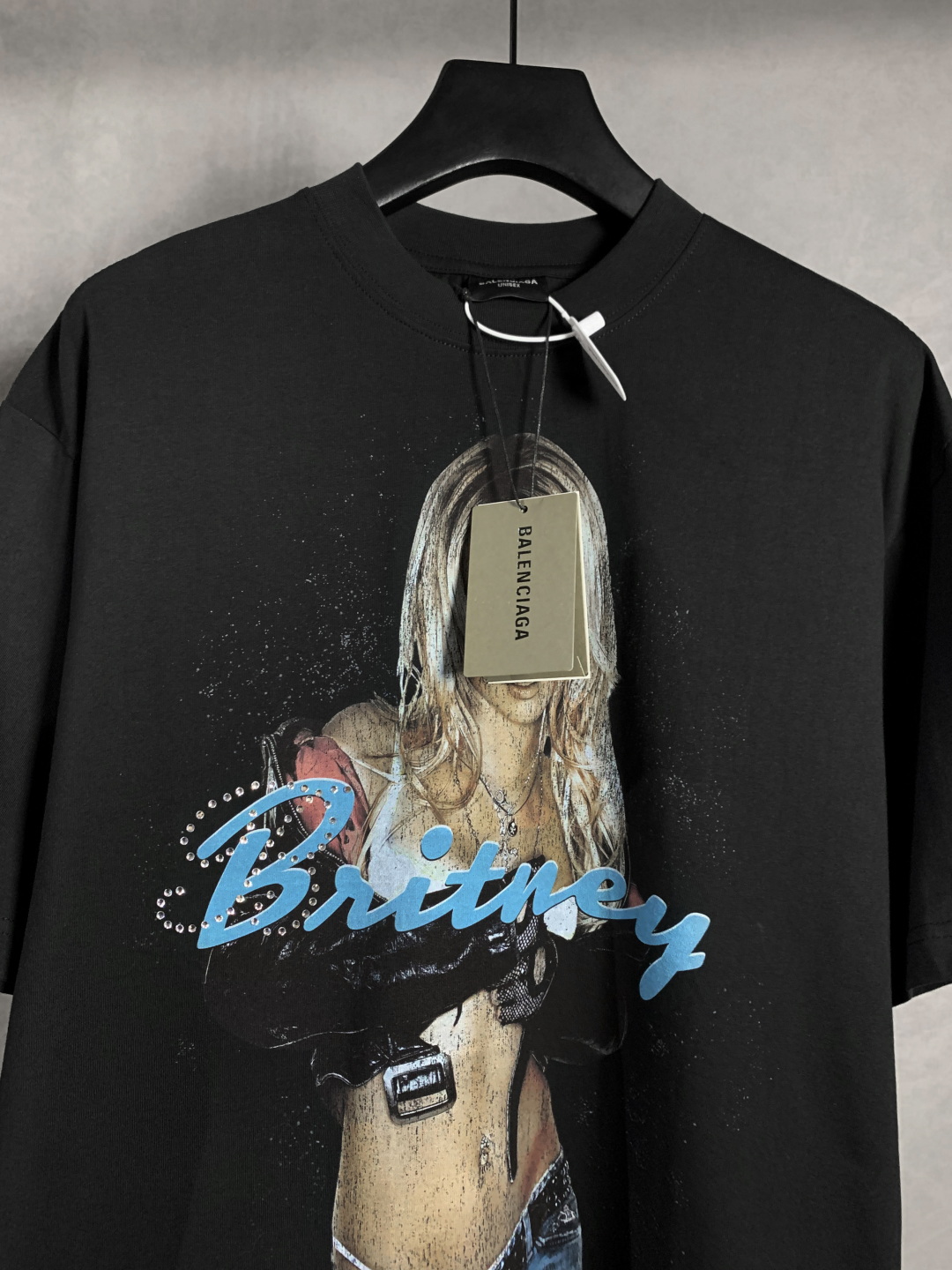 バイマ バレンシアガtシャツコピー 男女兼用 純綿 トップス 短袖 プリント ブラック_3