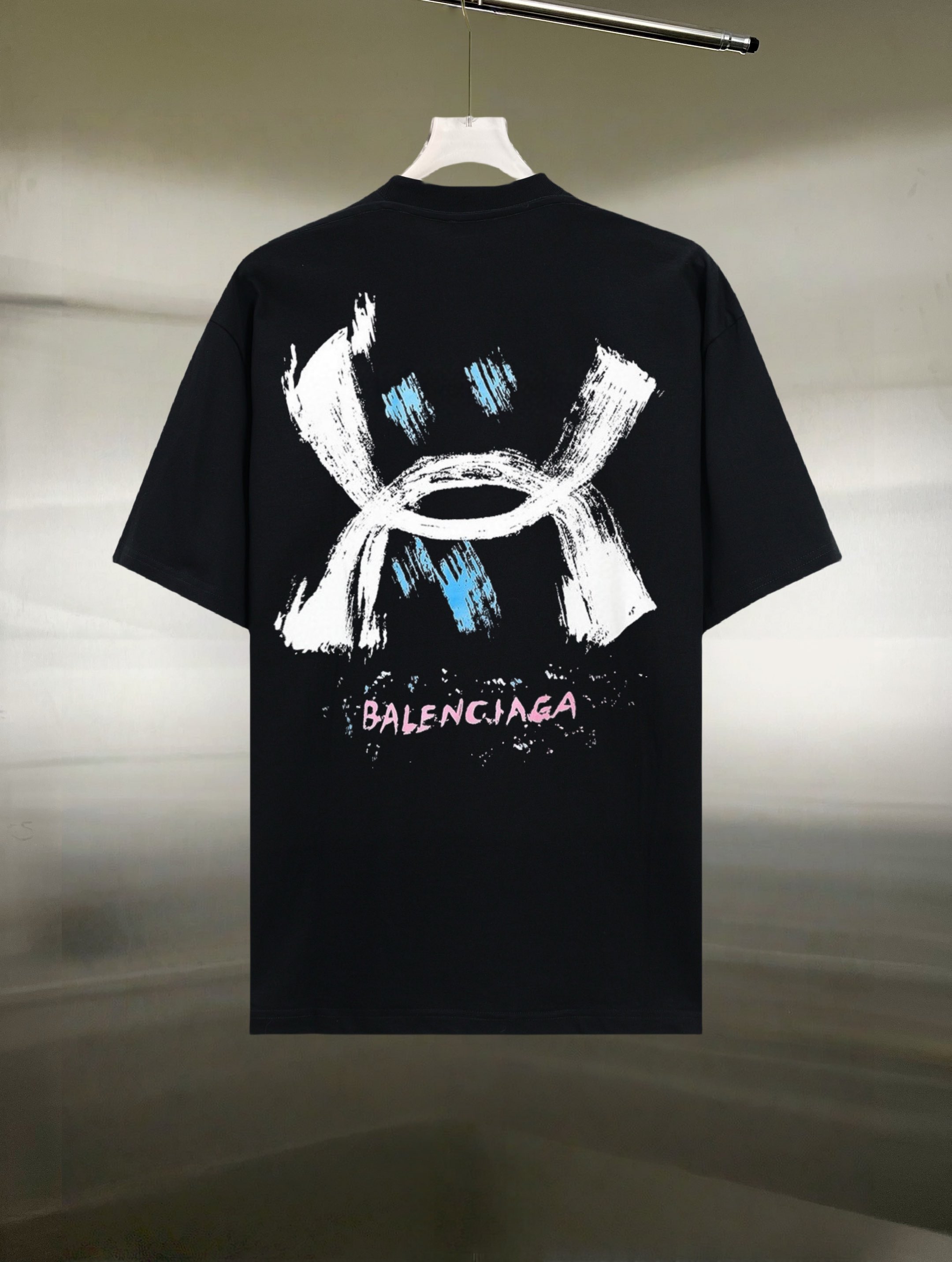 最新‼バレンシアガtシャツ サイズ感スーパーコピー 純綿 トップス 短袖 プリント 男女兼用 ブラック_1
