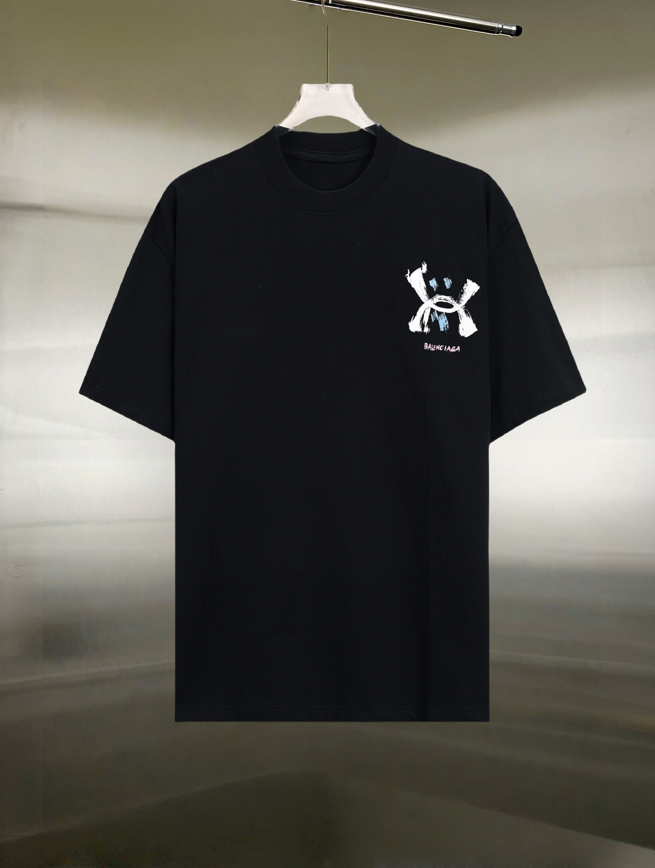 最新‼バレンシアガtシャツ サイズ感スーパーコピー 純綿 トップス 短袖 プリント 男女兼用 ブラック_2