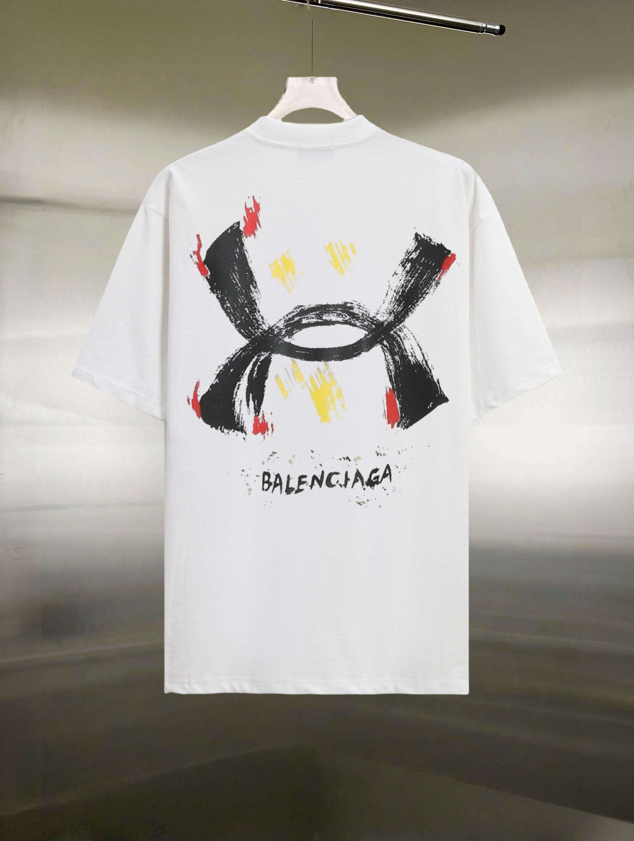 最新‼バレンシアガtシャツ メルカリ偽物 純綿 トップス 短袖 プリント 男女兼用 ホワイト_1