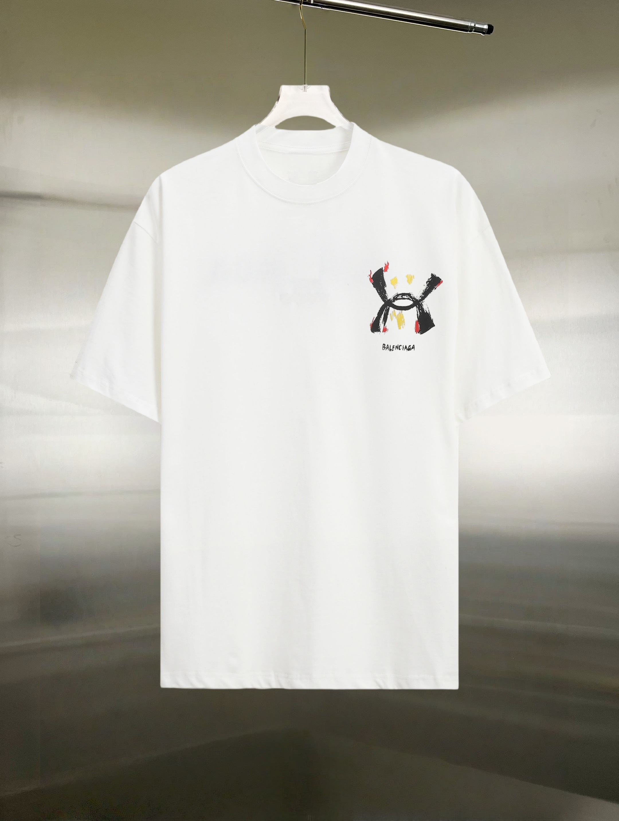 最新‼バレンシアガtシャツ メルカリ偽物 純綿 トップス 短袖 プリント 男女兼用 ホワイト_2